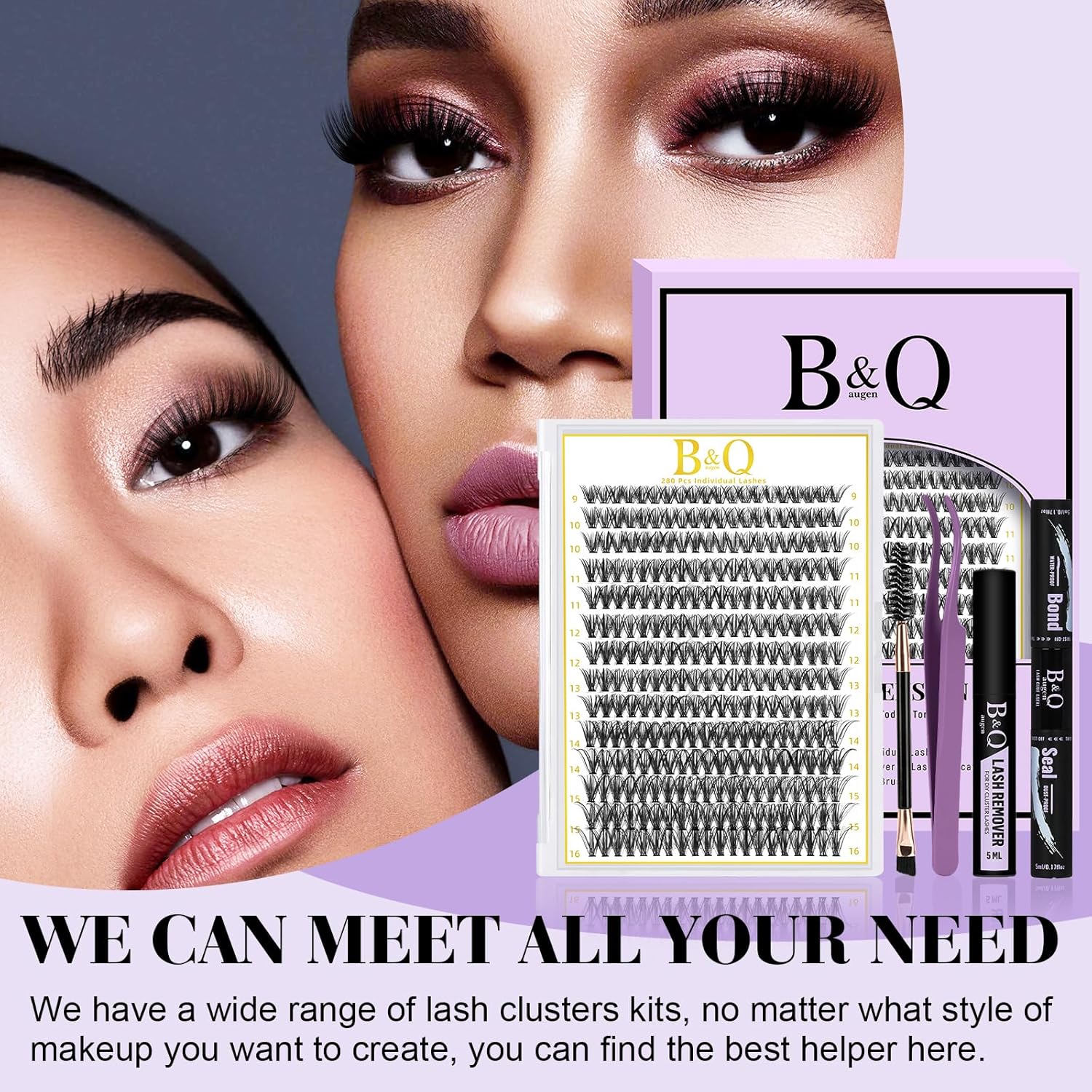 Thumbnail 2 de B&Q Lash Clusters Kit 280PCS (40D 9-16 Mix) DIY Individual Lash Extensions Set