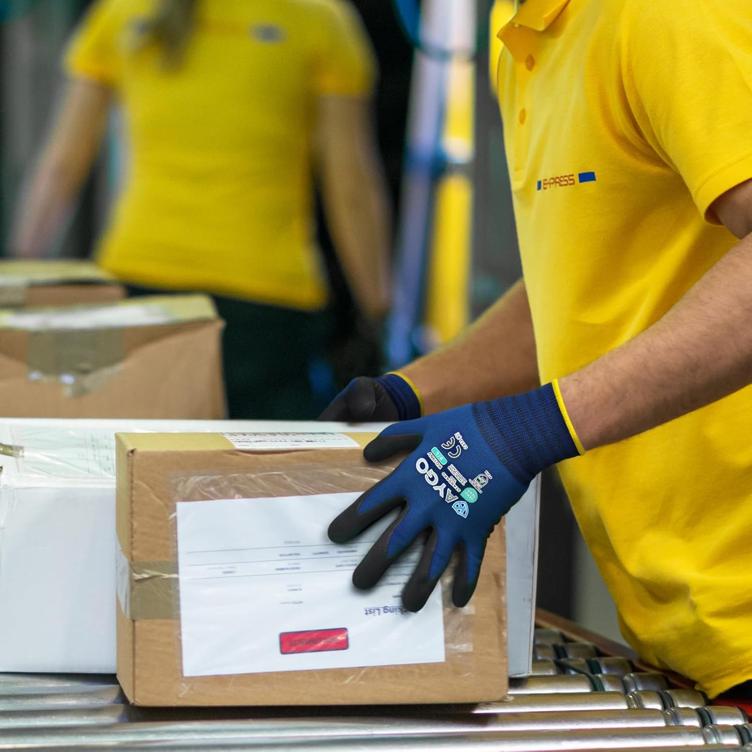 Thumbnail 2 de KAYGO KG19N: 3 Paar Arbeitshandschuhe mit Nitril-Beschichtung und Grip-Noppen (Navy, L, Größe 9)