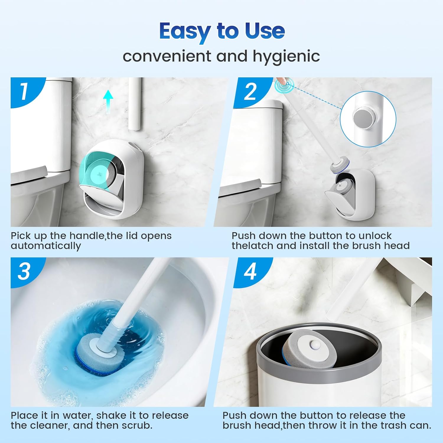 Detalle de Judrdo Disposable Toilet Brush with 36 Refills – Hygienic Wall-Mounted Cleaning System