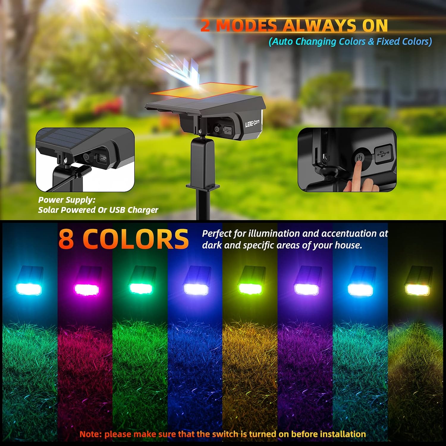 Detalle de LEREKAM Solar Spotlights, 40 LED