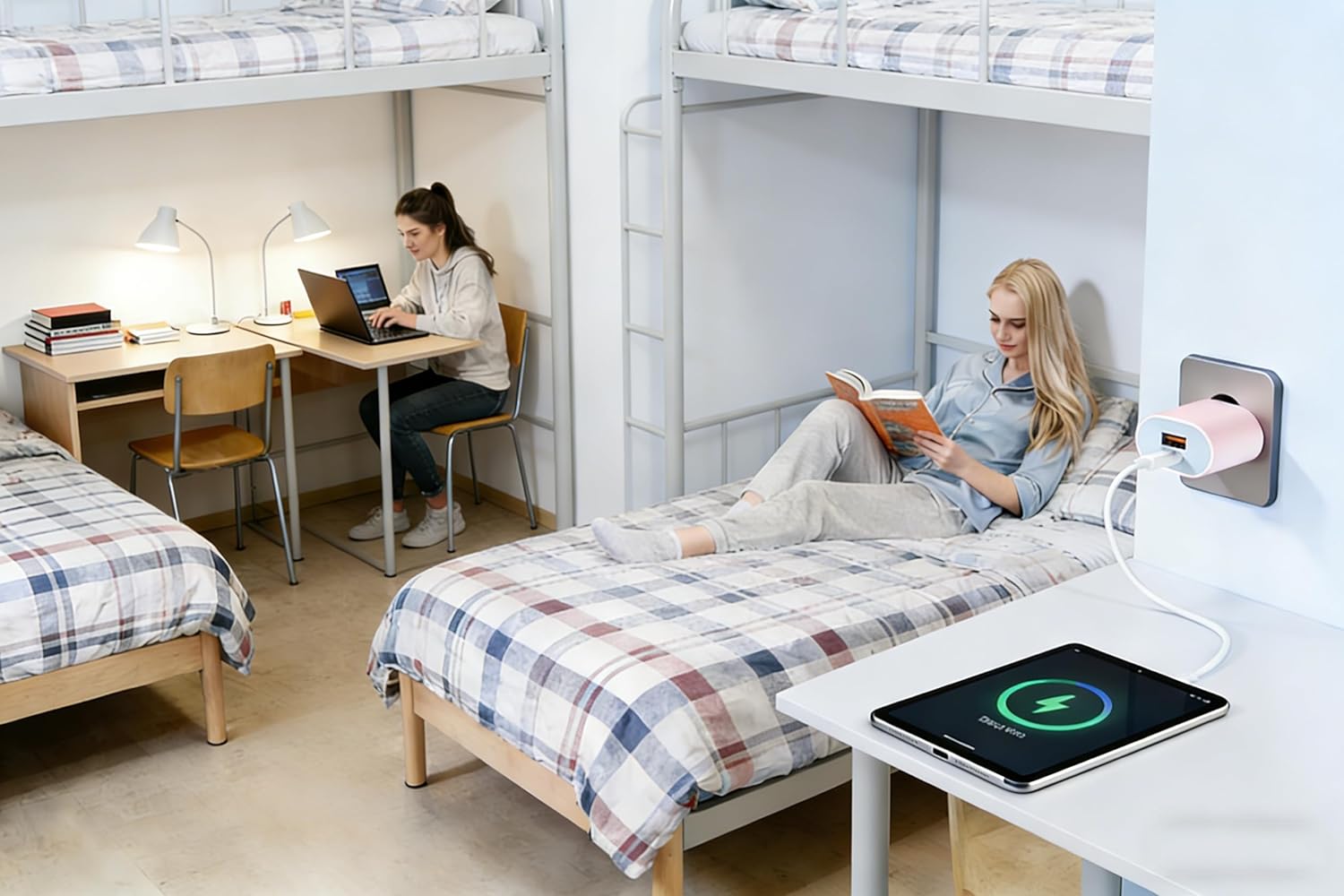 Thumbnail 4 de Alimentatore di ricarica rapida 25W rosa con doppia porta USB-C e USB-A compatibile iPhone e iPad