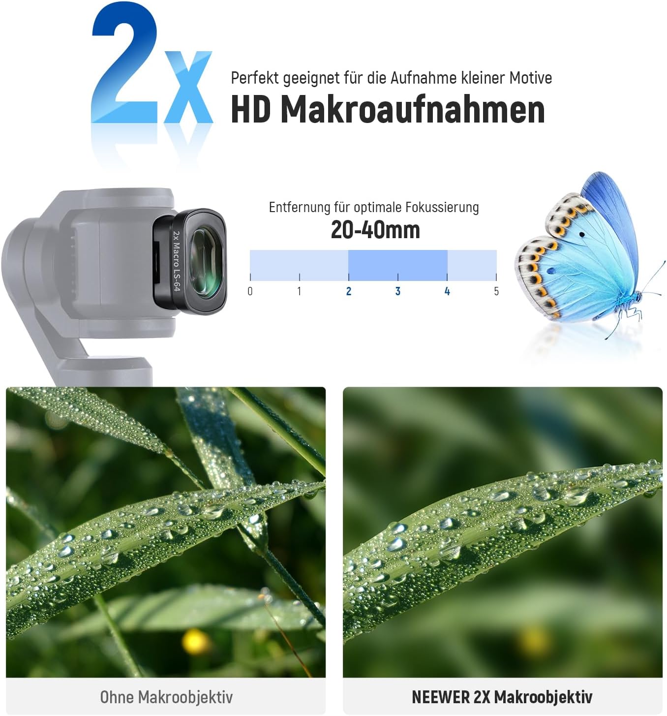 Detalle de NEEWER ND Filterset für DJI Osmo Pocket 3/4 – ND-Filter, CPL, Black Diffusion, Weitwinkel & Makro, Displayschutz im Paket