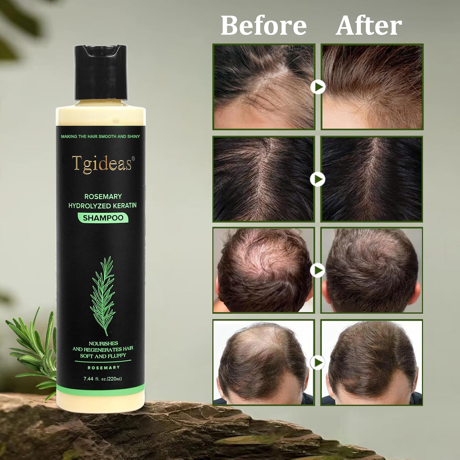 Detalle de Tgideas Rosemary & Biotin Shampoo for Thinning Hair: Gentle Daily Care for Fuller, Stronger Strands