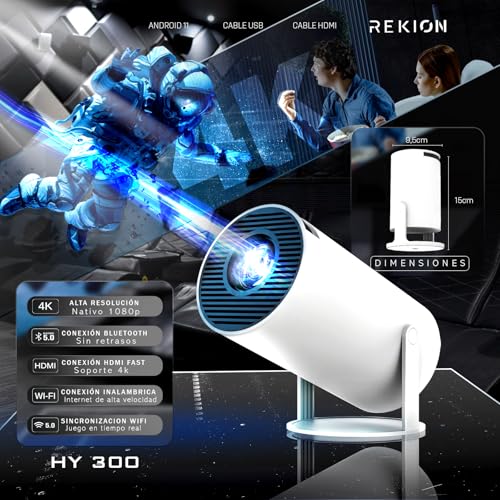 Detalle 2 de REKION Super Pack Mundial: Proyector HY.300 Pro 4K con Pantalla de 60" y Android 13