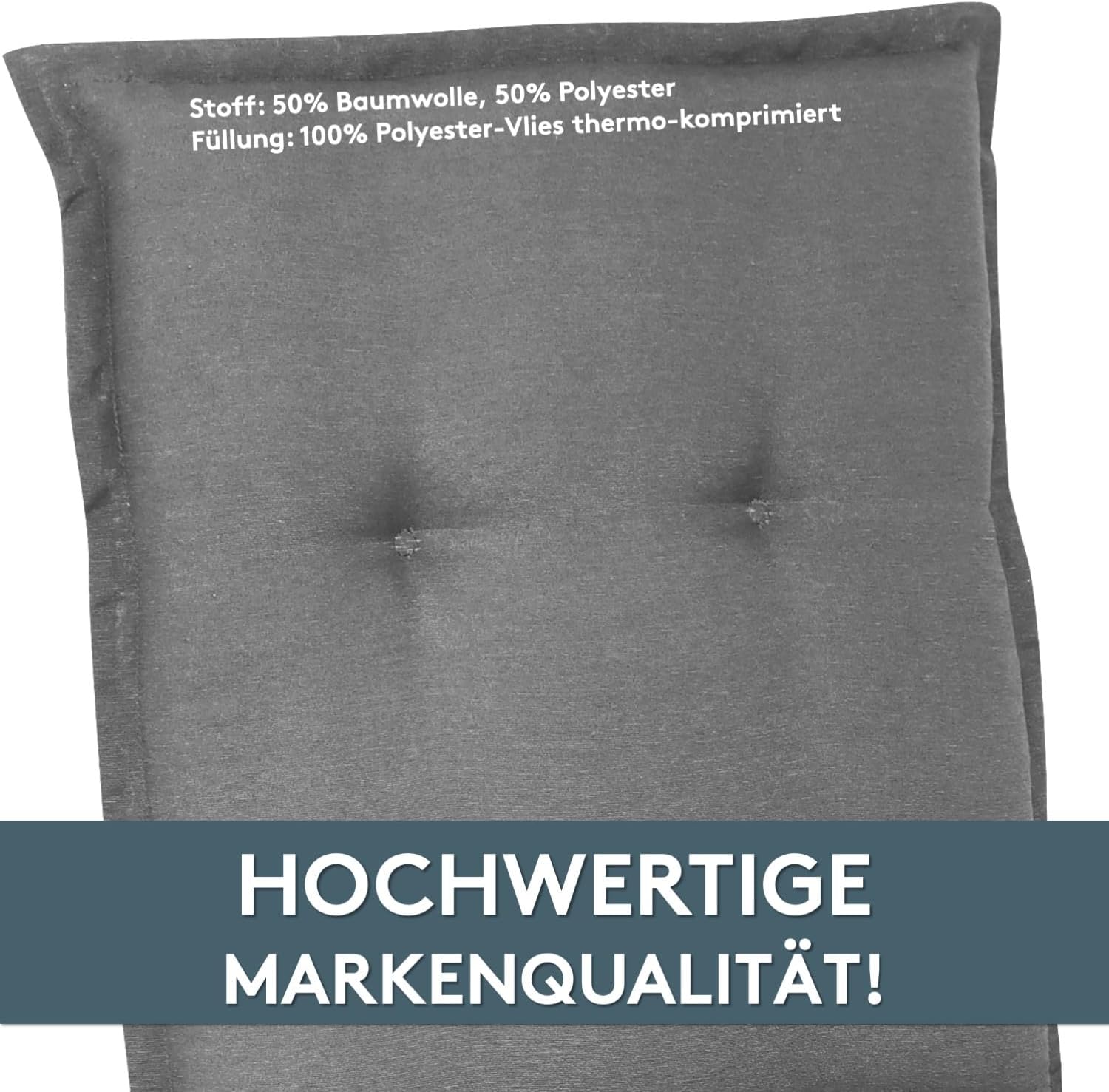 Detalle de LILENO HOME Gartenstuhl-Auflagen im 2er-Set für Hochlehner – Uni Mittelgrau (Tami)