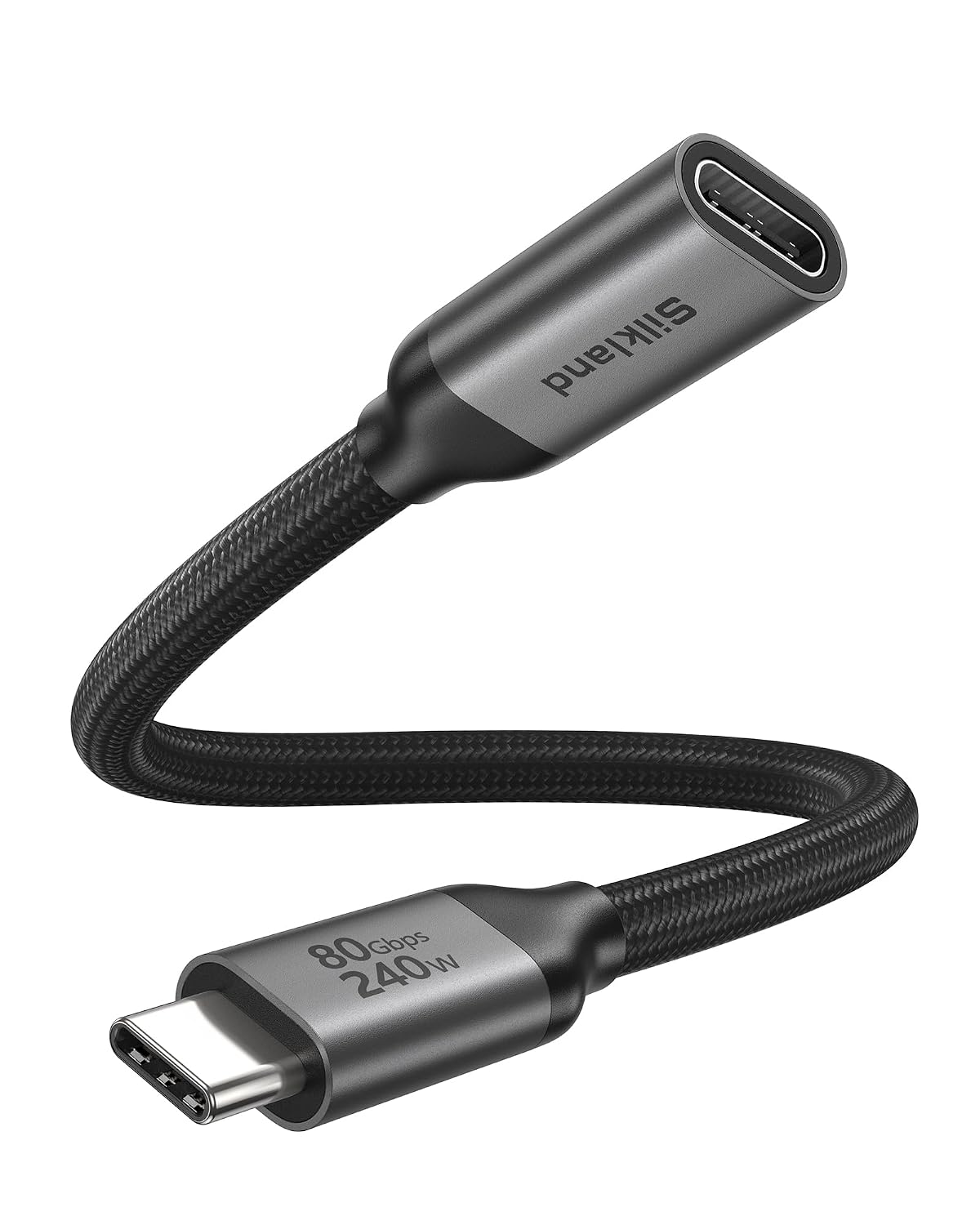 Detalle de Silkland USB4 V2.0 Verlängerungskabel für Thunderbolt 5/4 – 0,5 m, 80 Gbps, 240 W PD