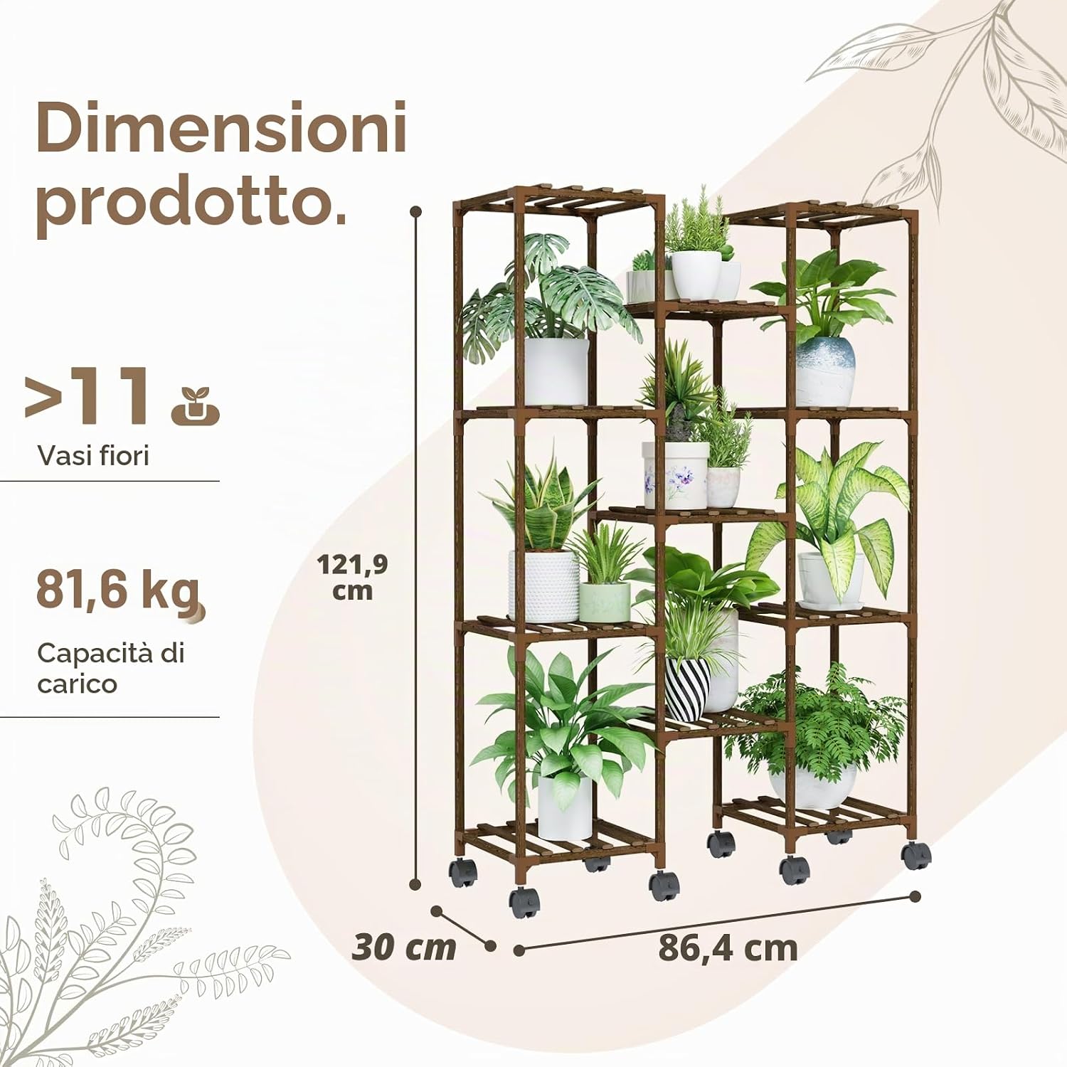 Detalle 2 de Bamworld supporto piante ruote