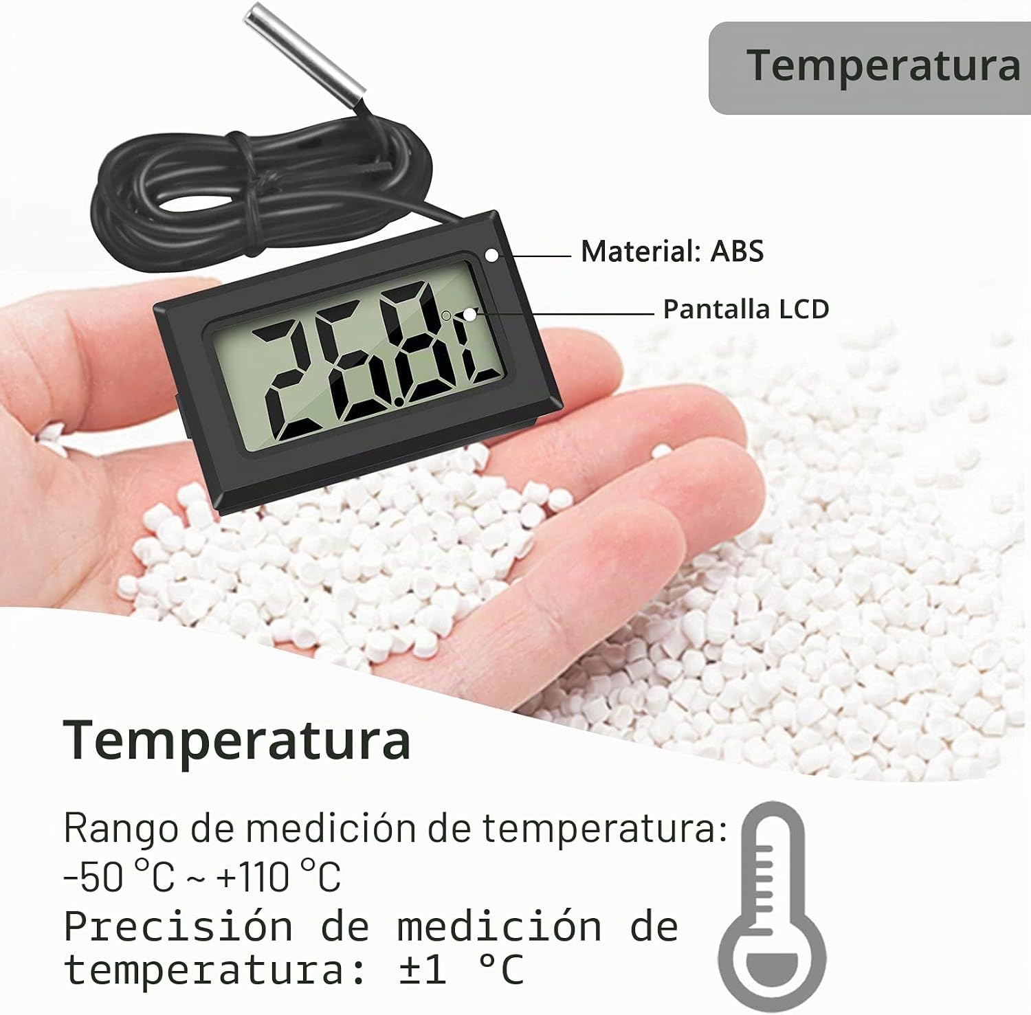 Thumbnail 2 de Thlevel Termómetro Acuario Higrómetro digital -50°C a 110°C