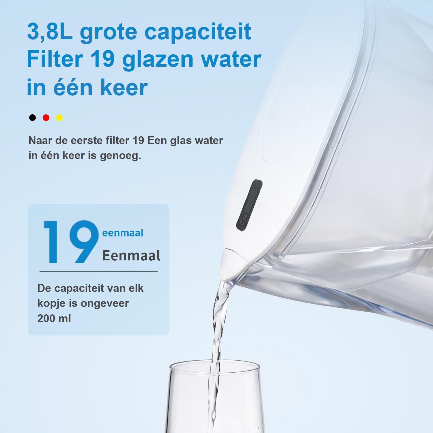 Detalle 1 de Watus waterfilterkan 3,8 liter met kokosactieve kool en memo-indicator