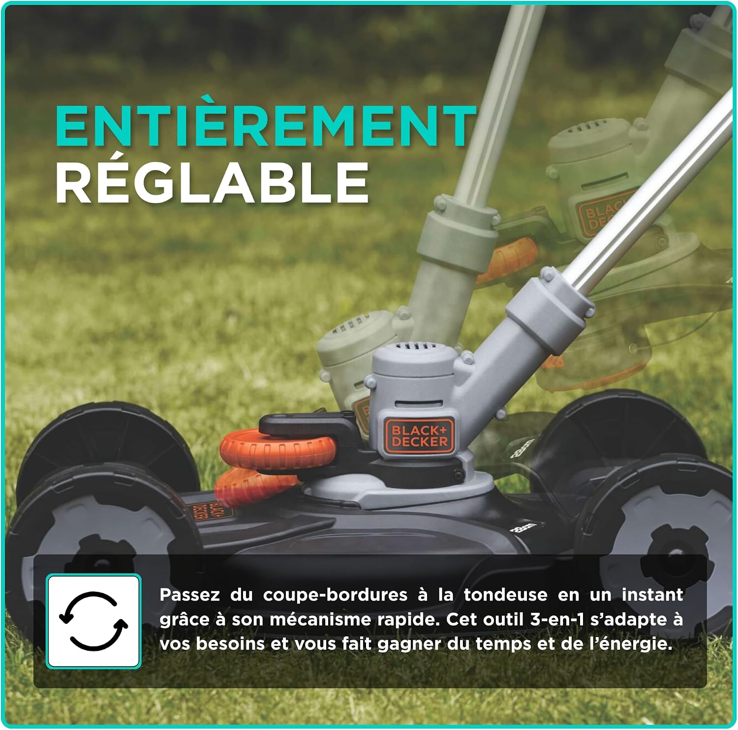 Thumbnail 3 de BLACK+DECKER Coupe-Bordures sans Fil 18V POWERCONNECT 3-en-1 (STC1820CM-QW) : polyvalence légère pour petits jardins