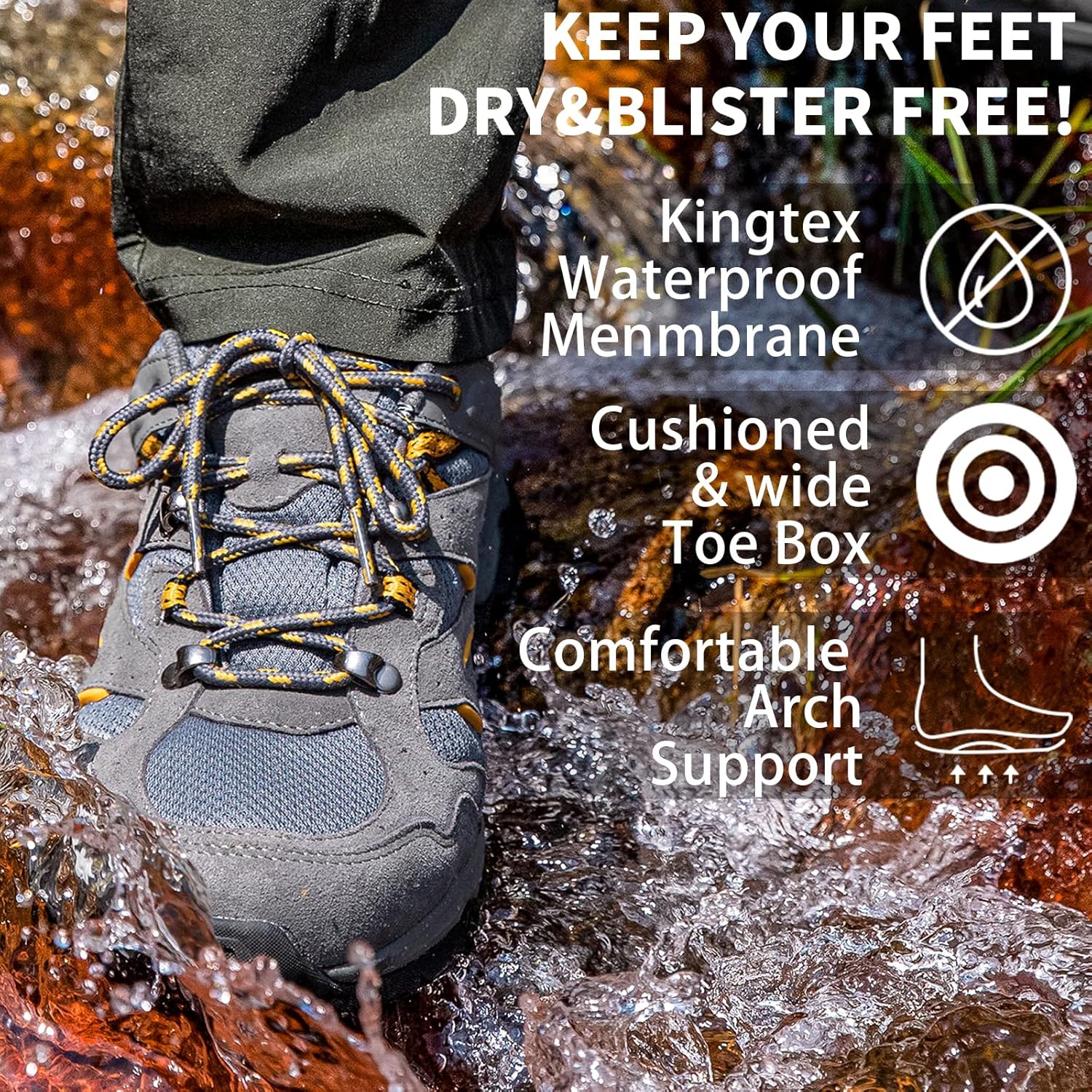 Detalle de SILENTCARE waterproof walking shoes for men – low rise non-slip trekking outdoors