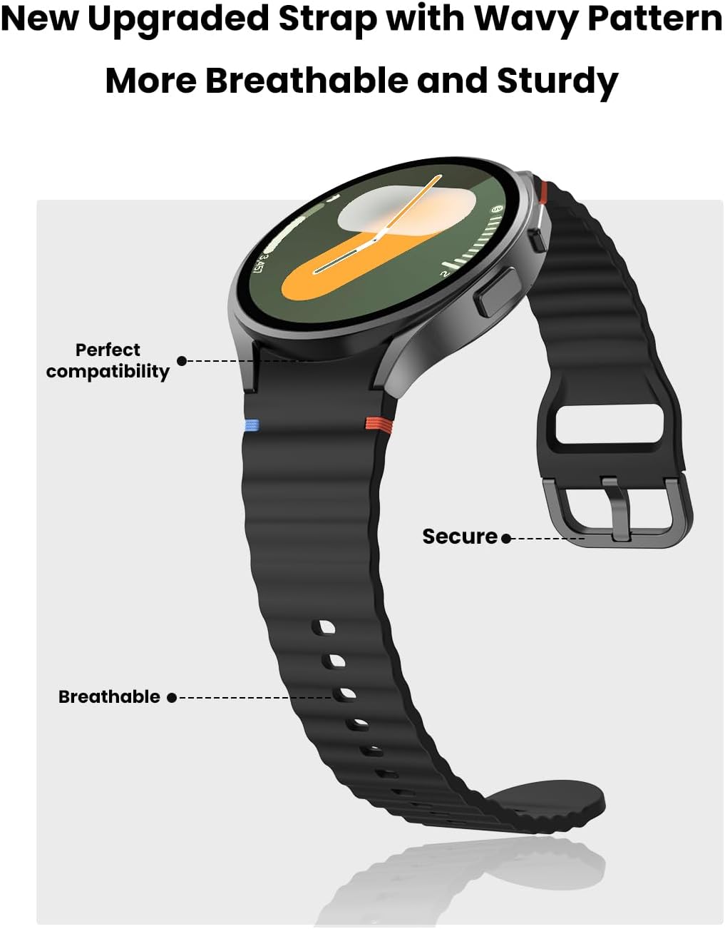 Thumbnail 2 de Yoohoo 20mm Silicone Watch Straps for Samsung Galaxy Watch 7/6/5/4 (and FE/Classic/Pro) – No-Gap Sport Bands