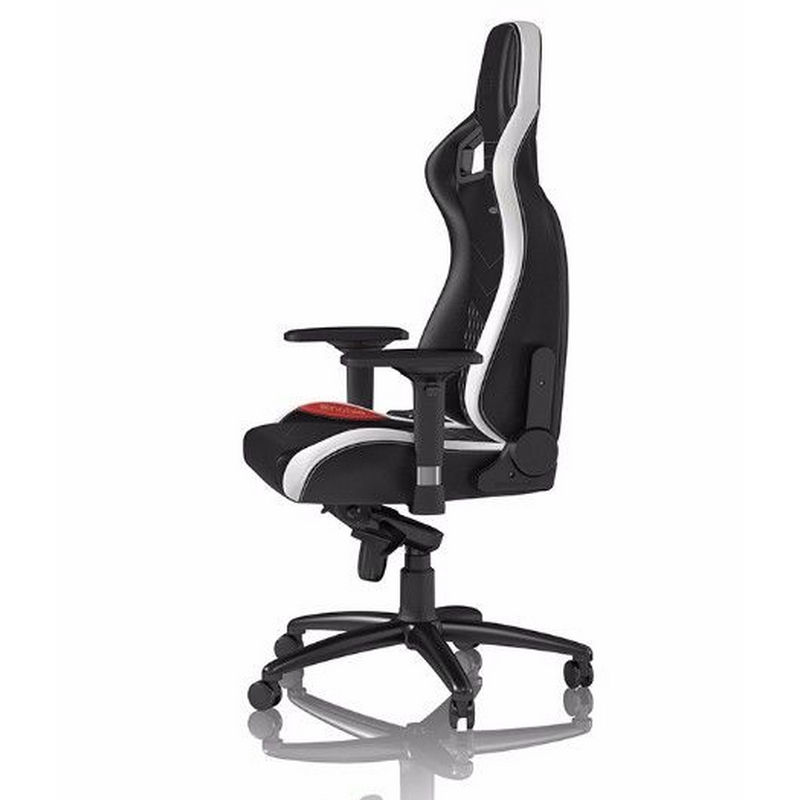 Detalle 2 de noblechairs Epic en cuero real (negra/blanca/roja), silla gaming de lujo