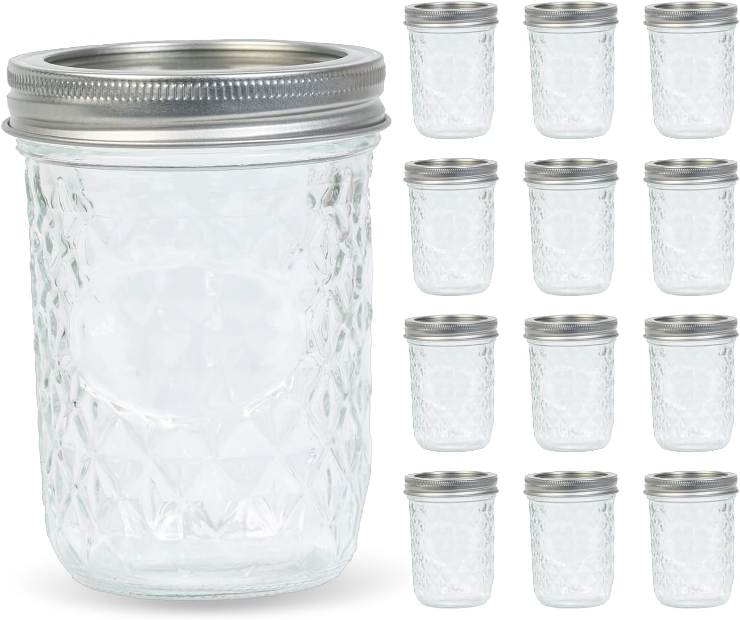 Thumbnail 5 de Yodecy 12-Pack 16 oz Wide Mouth Clear Mason Jars with Silver Lids (Airtight Storage)
