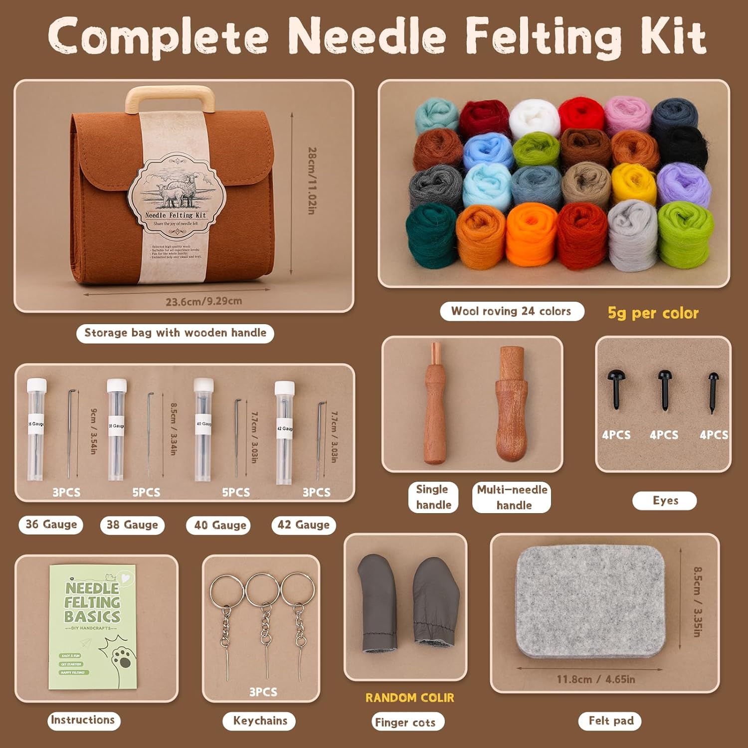 Thumbnail 1 de luokefe 24 Colors Needle Felting Kit: Complete Set for DIY Wool Crafts