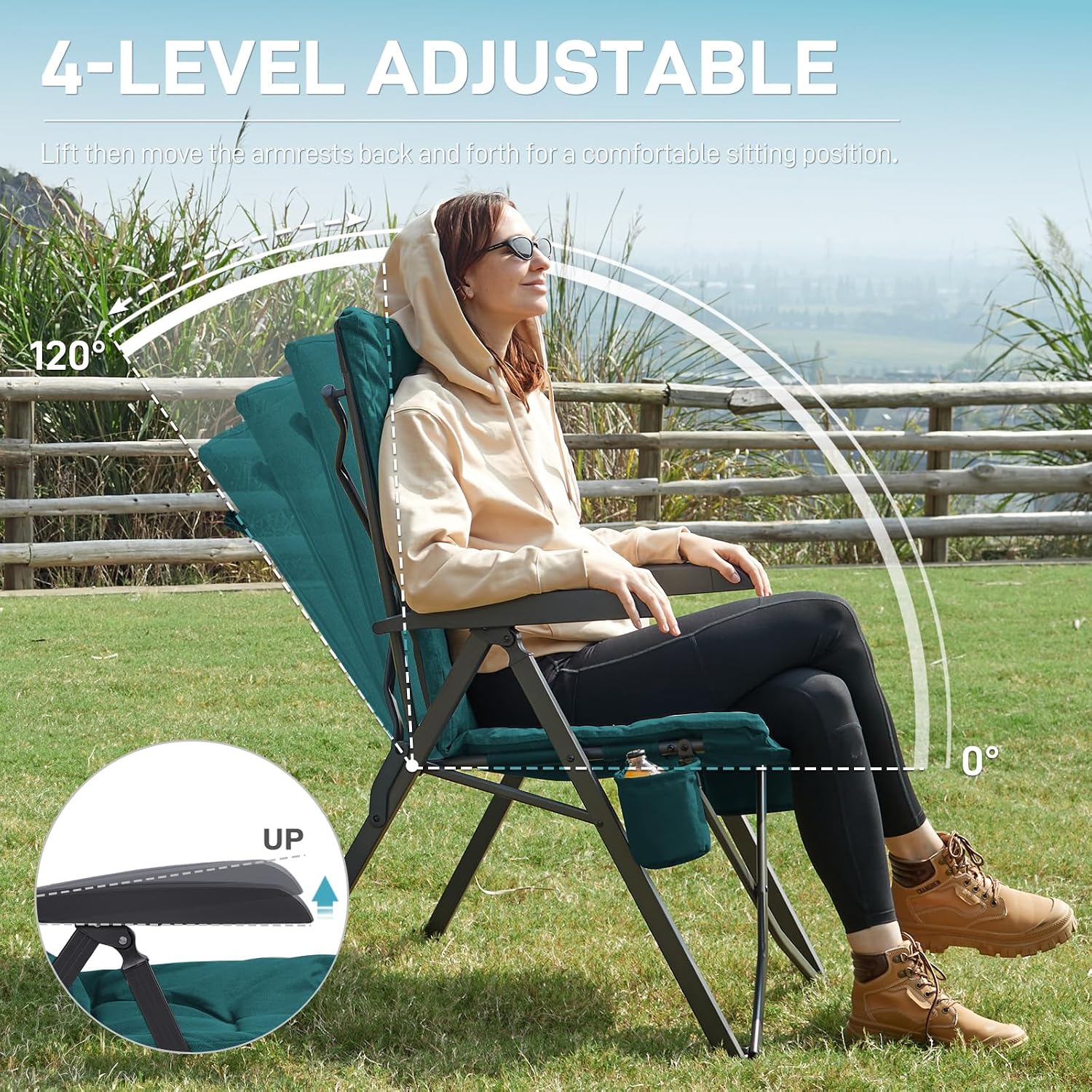 Detalle de EVER ADVANCED camping chairs 150kg load