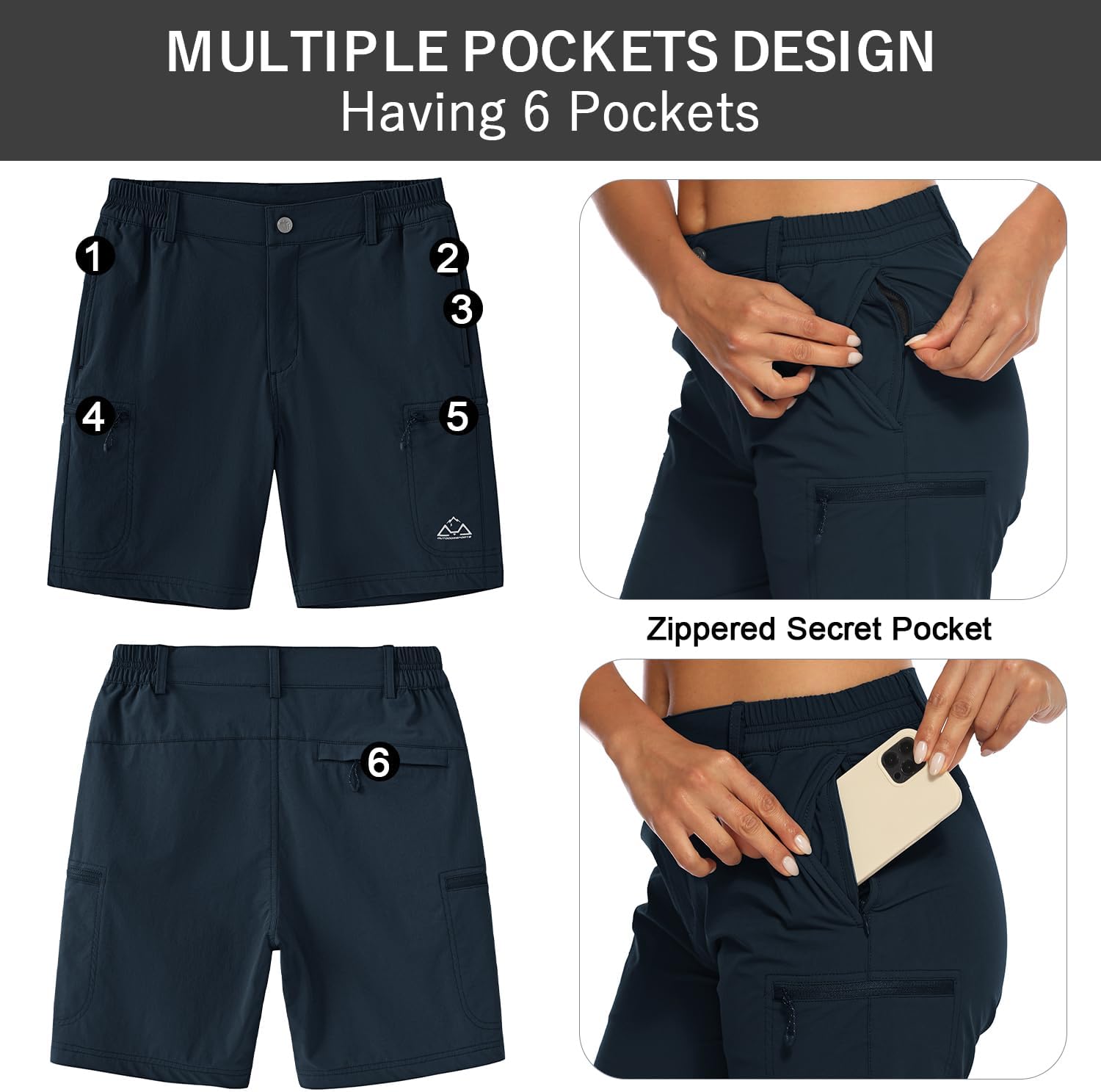 Thumbnail 3 de donhobo Women's Walking Hiking Shorts – Lightweight Quick-Dry Cargo Shorts for Outdoor Activity