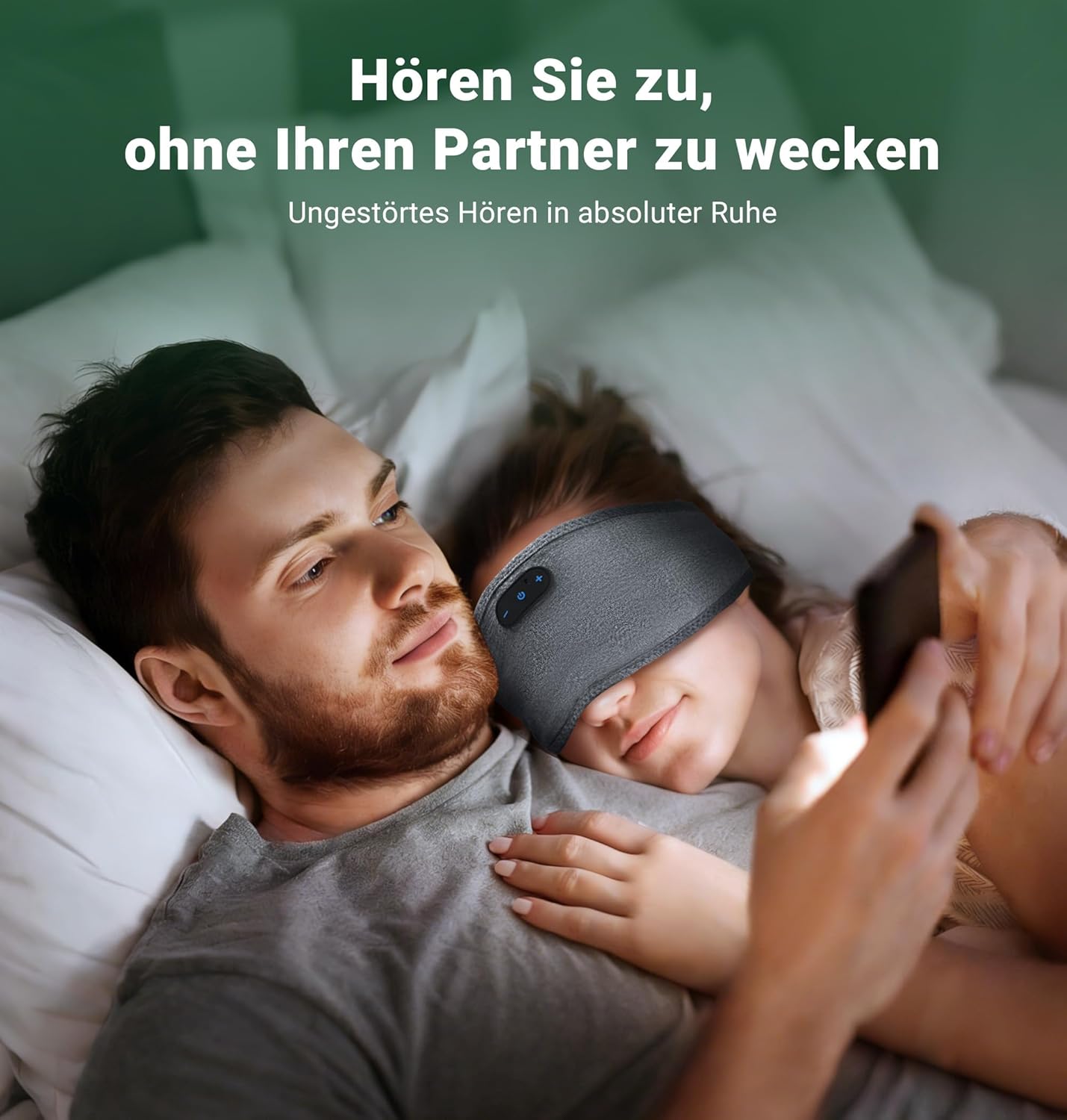 Detalle 2 de ink-topoint Schlafkopfhörer Bluetooth – Schlafkopfhörer aus Bambus-Baumwolle mit ultradünnen HD-Lautsprechern