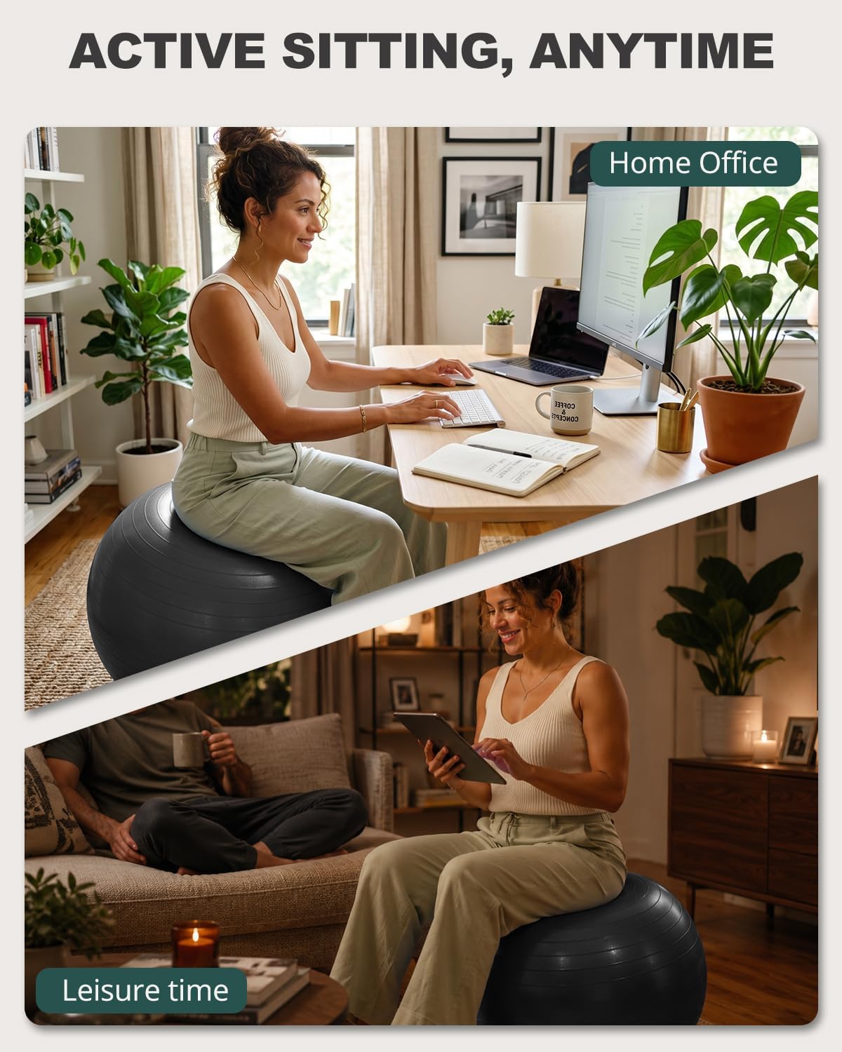 Thumbnail 6 de Trideer Exercise Ball for Yoga, Pilates & Fitness (Anti-Slip, Burst-Resistant PVC) — Core, Balance & Active Sitting