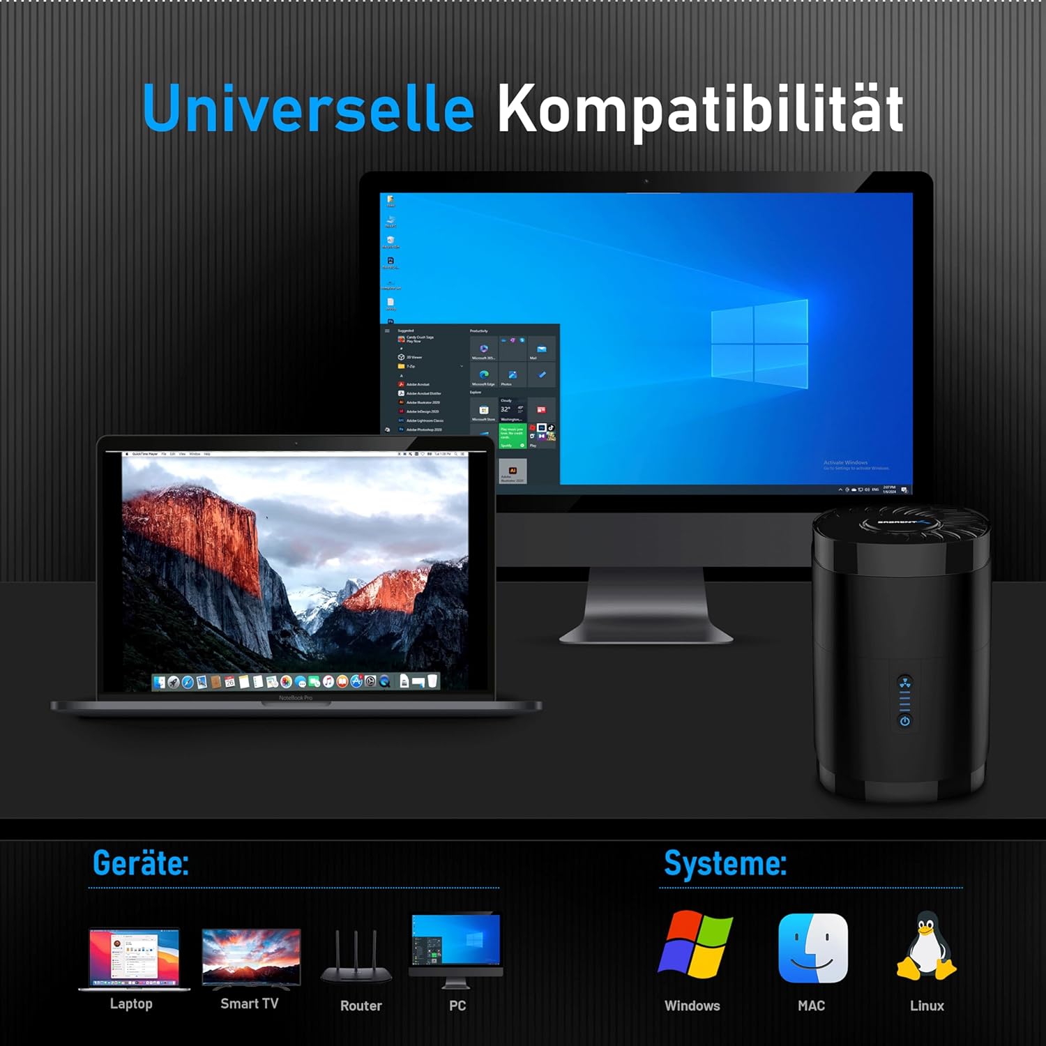 Detalle 2 de SABRENT DS-4SSD 4-Bay Dockingstation für 2,5-Zoll SATA HDD/SSD (USB A, bis 5 Gbps, mit Lüfter)