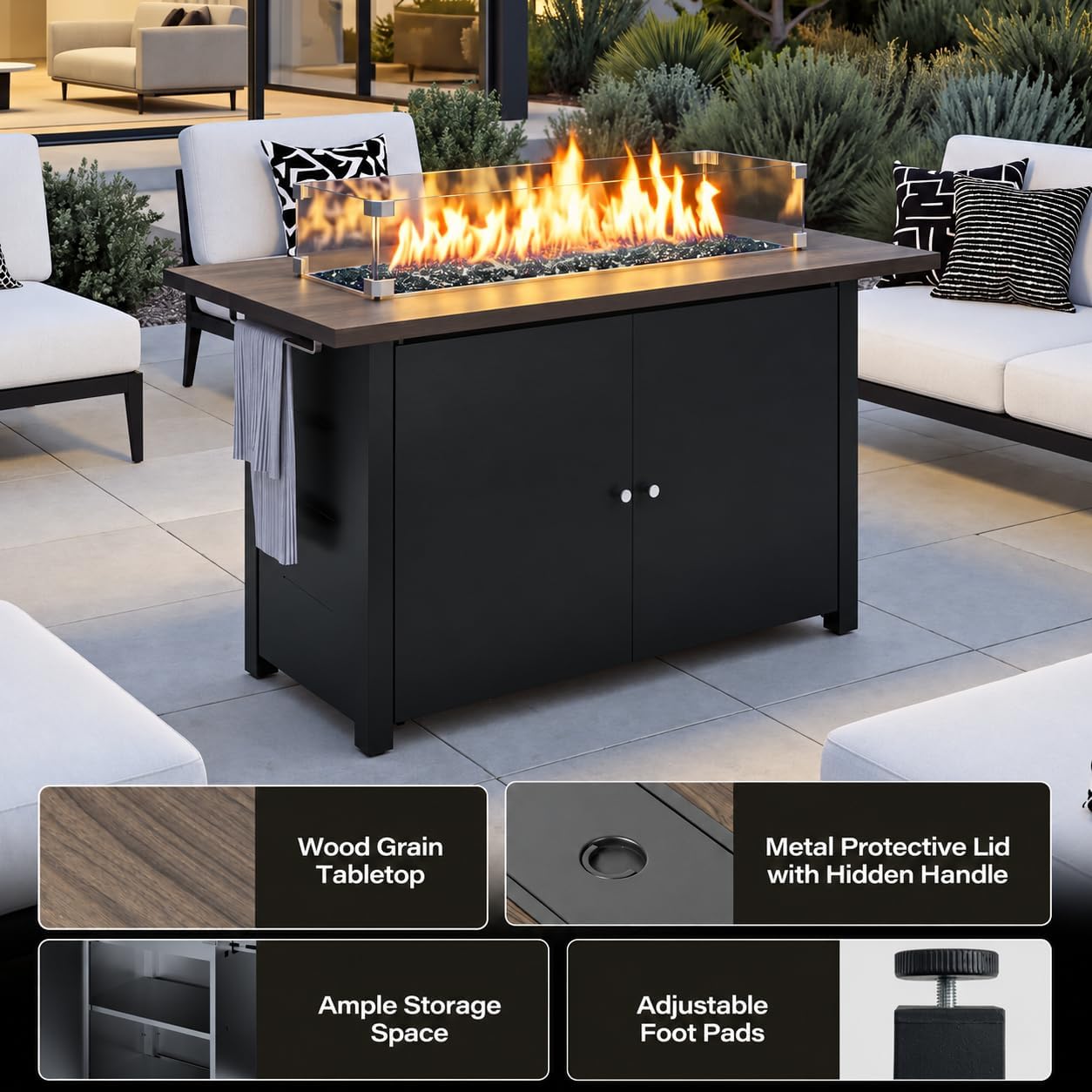 Detalle de Lausaint Home Propane Fire Pit Table 43-Inch