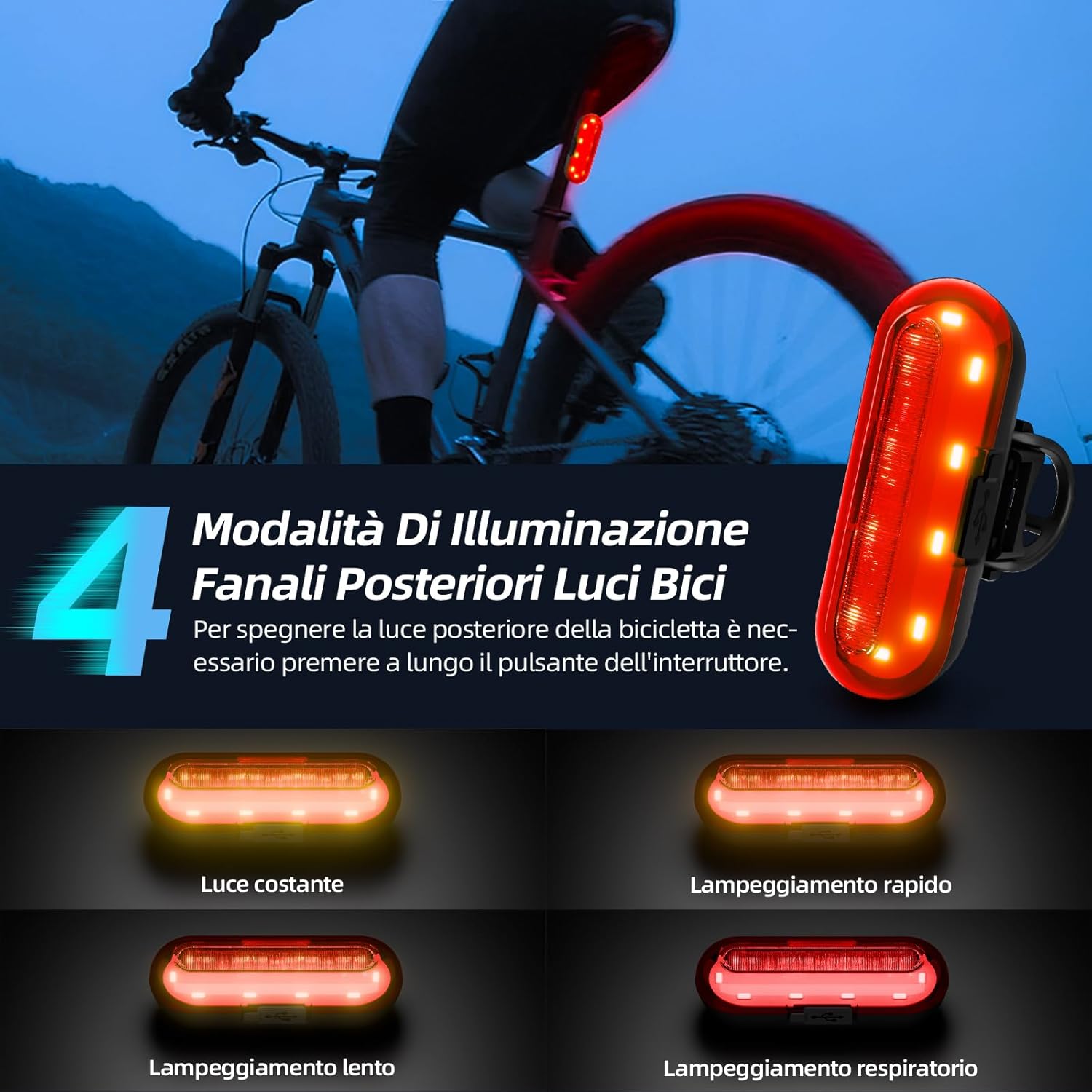 Detalle de Gobikey Luci Bicicletta 1200 mAh LED
