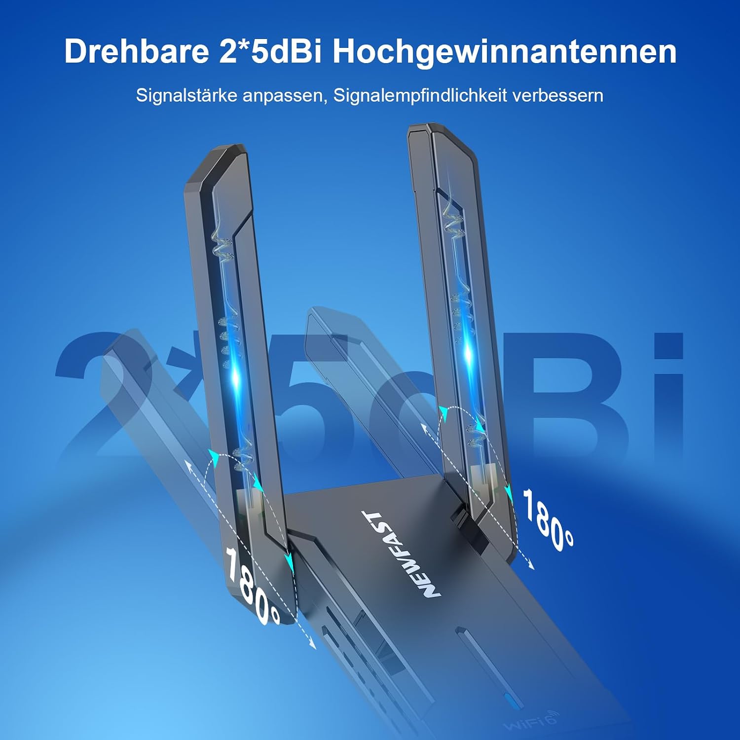 Detalle 2 de NEWFAST WLAN Stick mit 5400 Mbps Tri-Band