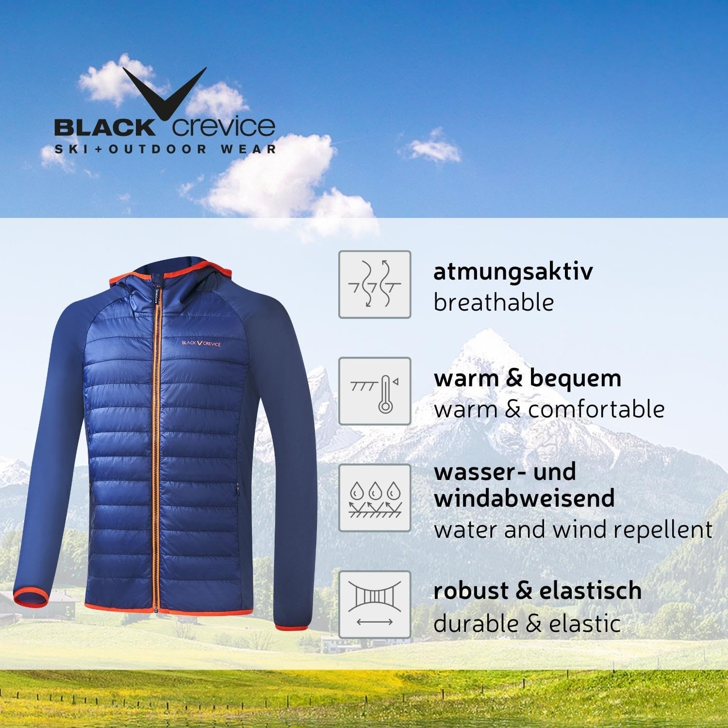 Detalle de Black Crevice Giacca ibrida uomo: leggera, calda e resistente all'aperto