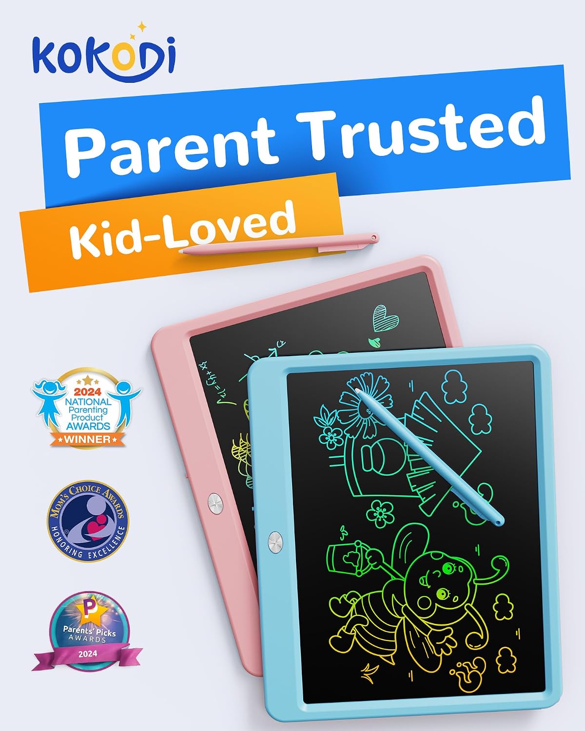 Thumbnail 1 de KOKODI 12-Inch Colorful LCD Writing Tablet for Kids (Blue) — Erasable Doodle Board