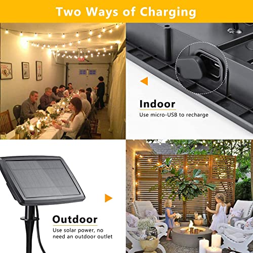 Detalle 2 de Joomer Luces Solares LED Exterior Jardin con USB Recargable — Guirnalda 15,6 m con 25+2 Bombillas