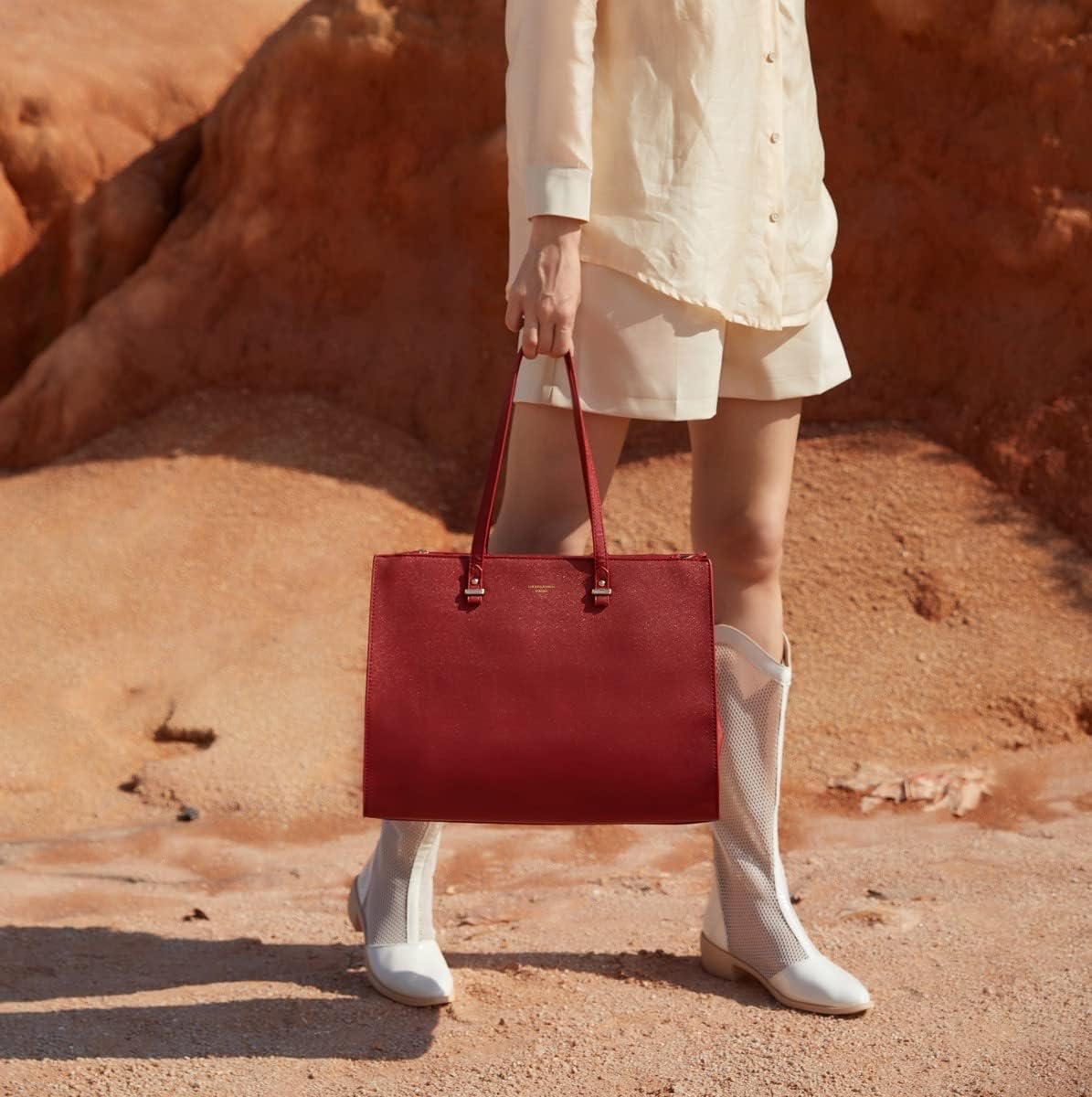 Thumbnail 2 de David Jones cabas fourre-tout grande taille en simili cuir (XL) noir pour documents A4 et ordinateur 13 pouces