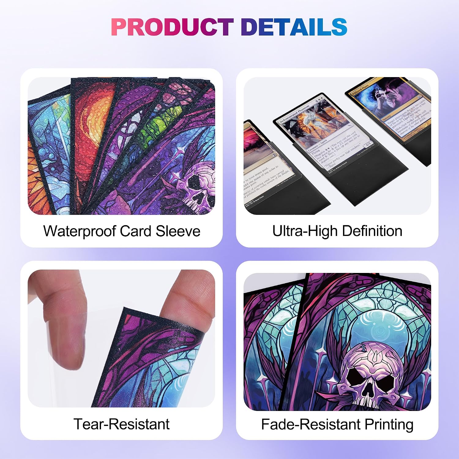 Thumbnail 2 de UAONO MTG Card Sleeves 100ct (Swamp) – Ultra Clear Front, Matte Back, Tear-Resistant Deck Protector