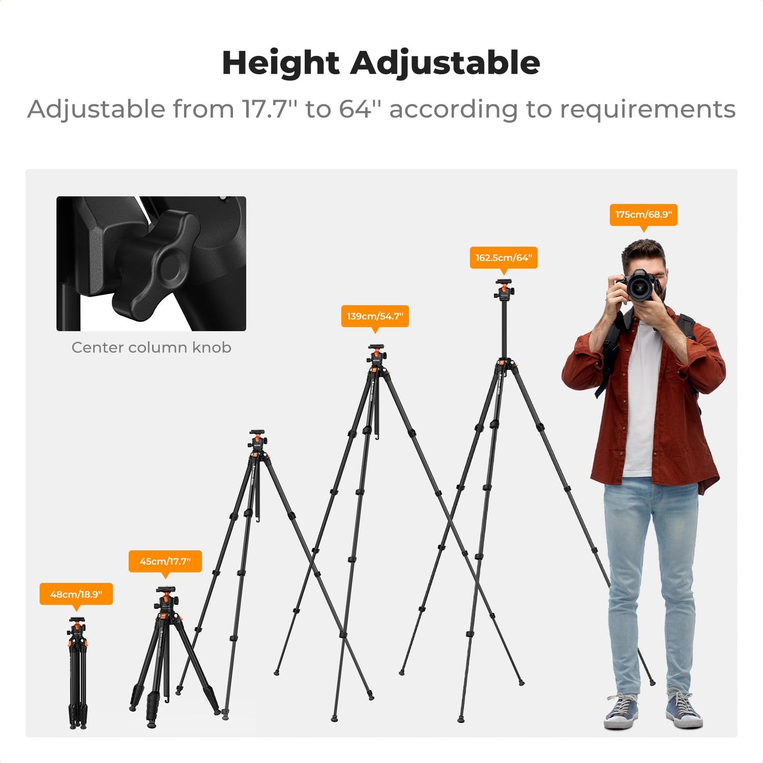 Thumbnail 5 de K&F CONCEPT 64" Compact Travel Tripod 10KG