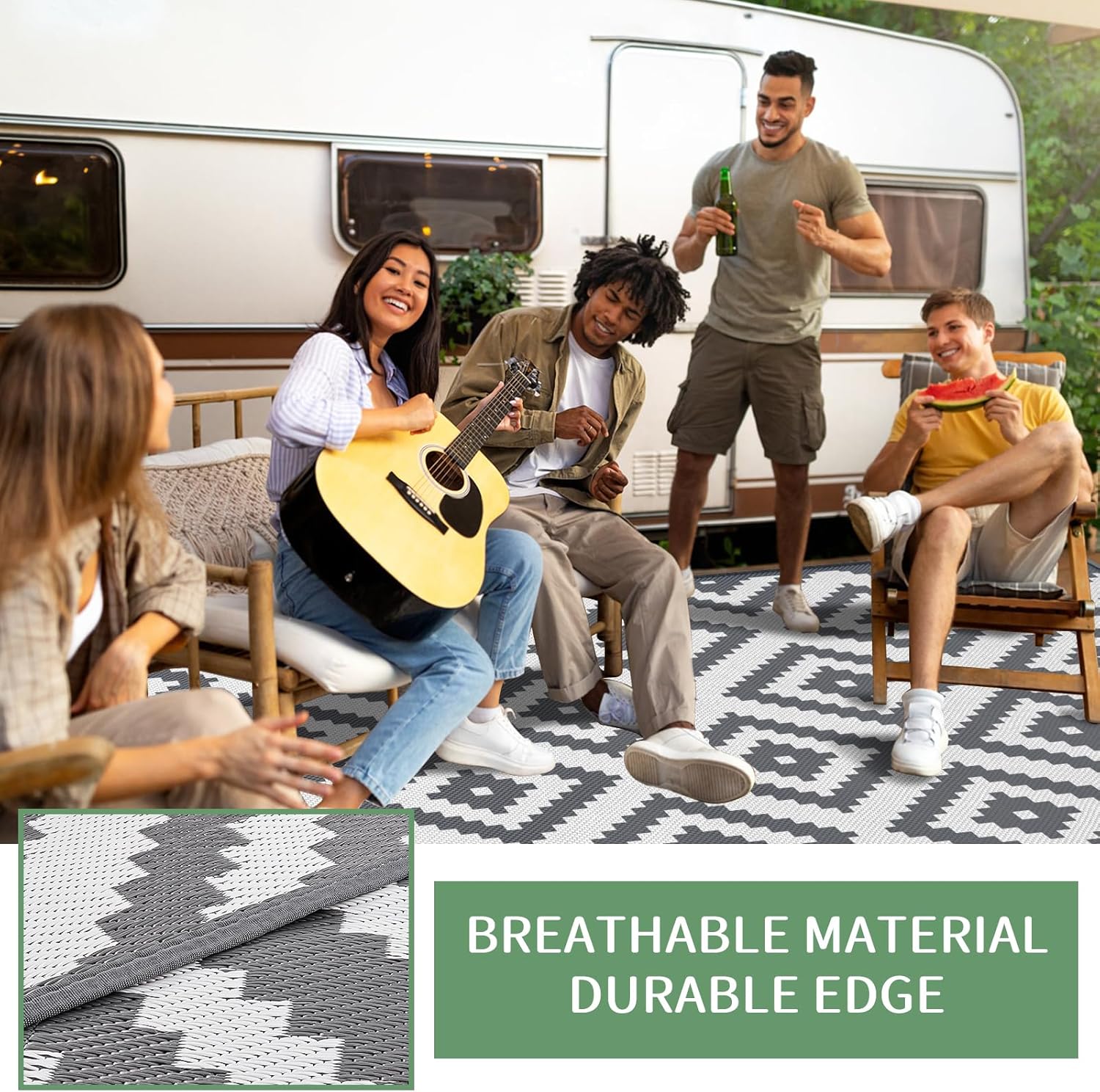 Thumbnail 3 de Habaylin Outdoor Rug for Patios – Waterproof, Reversible, Large 150x240 cm