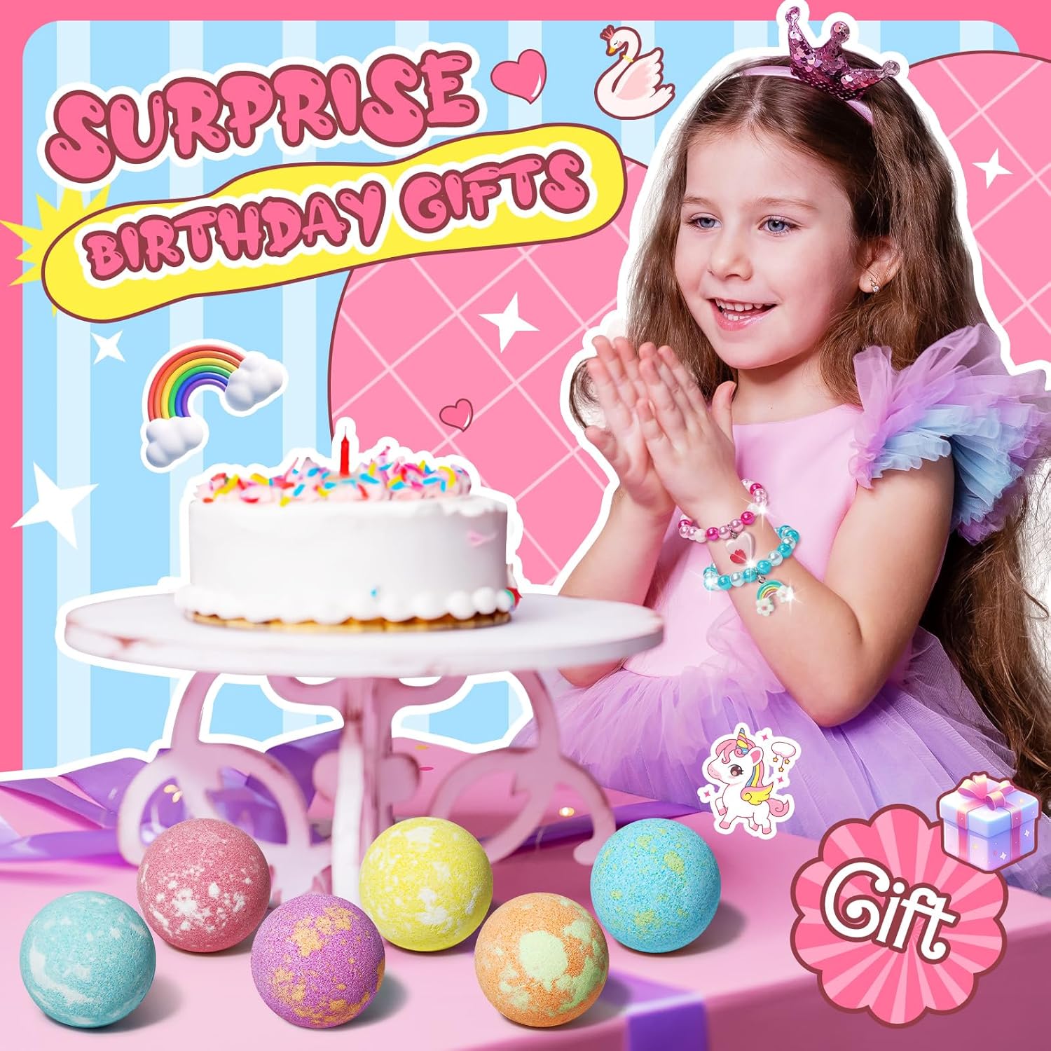 Detalle de Kids unicorn bath bomb set for 8