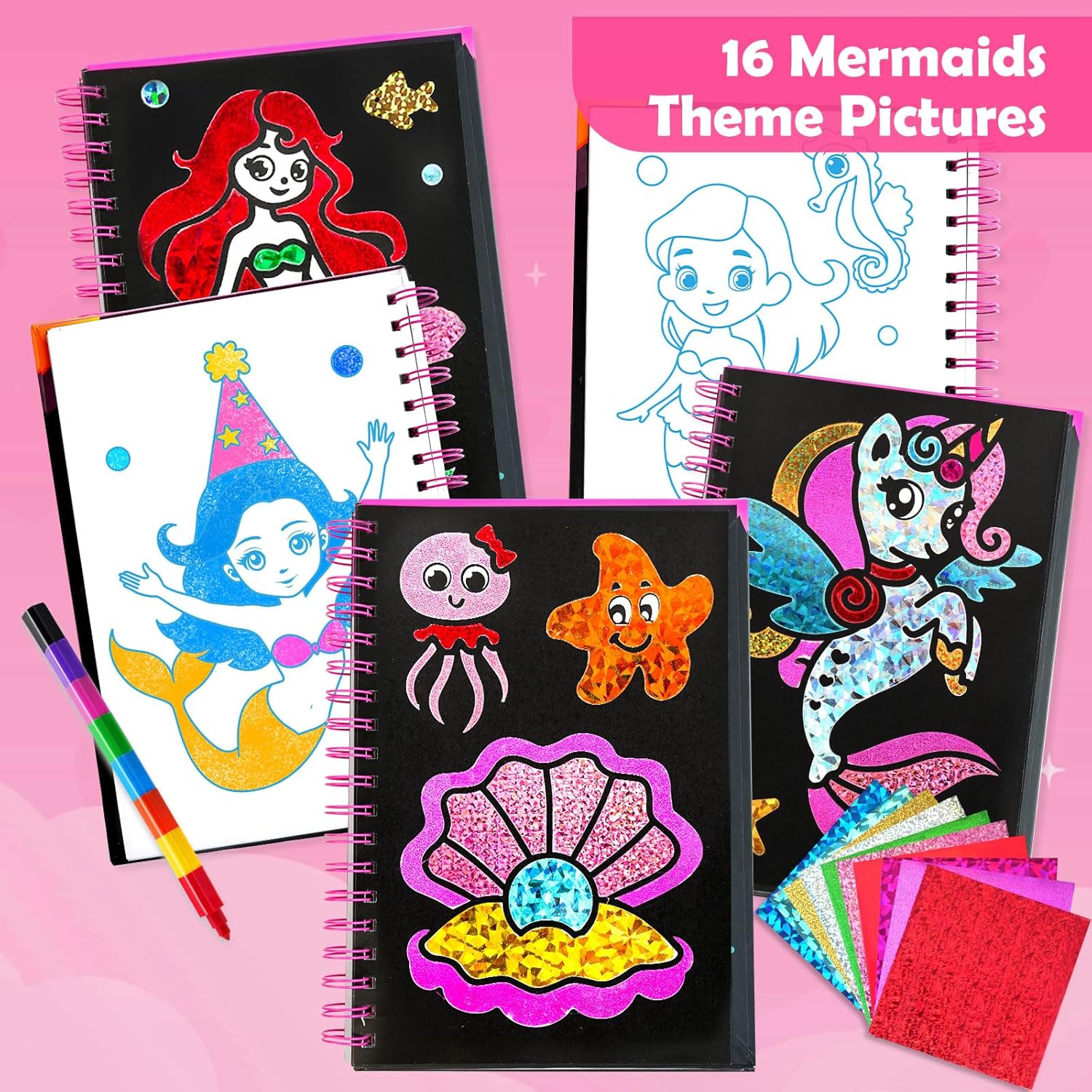 Thumbnail 6 de FUNNYB&G Foil Art Kinder: Kreatives Bastelset „Meerjungfrau“ für Kinder 4–9 Jahre