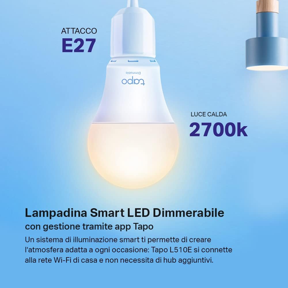 Detalle 2 de Tapo L510E Lampadina Wi-Fi E27 806 lm