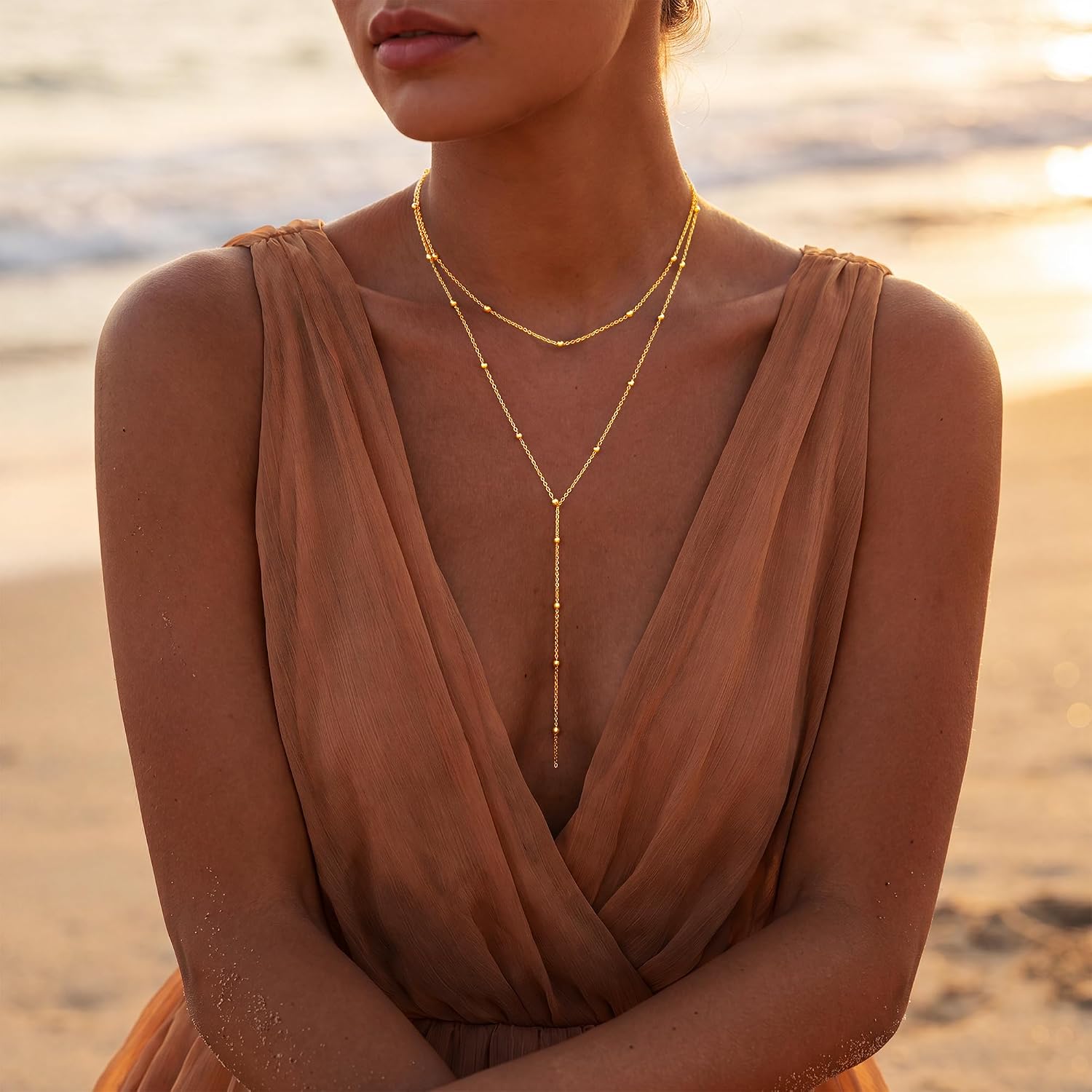 Detalle 2 de uniqtrue lariat necklace 14K gold plated