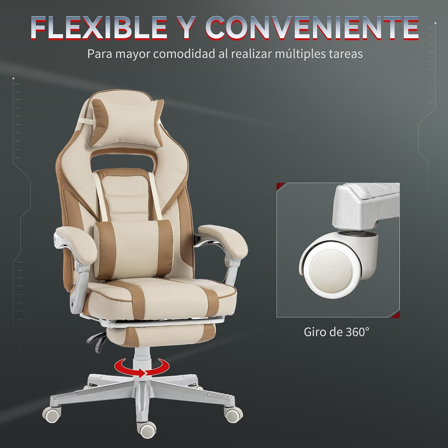 Thumbnail 5 de HOMCOM Silla Gaming reclinable 150°