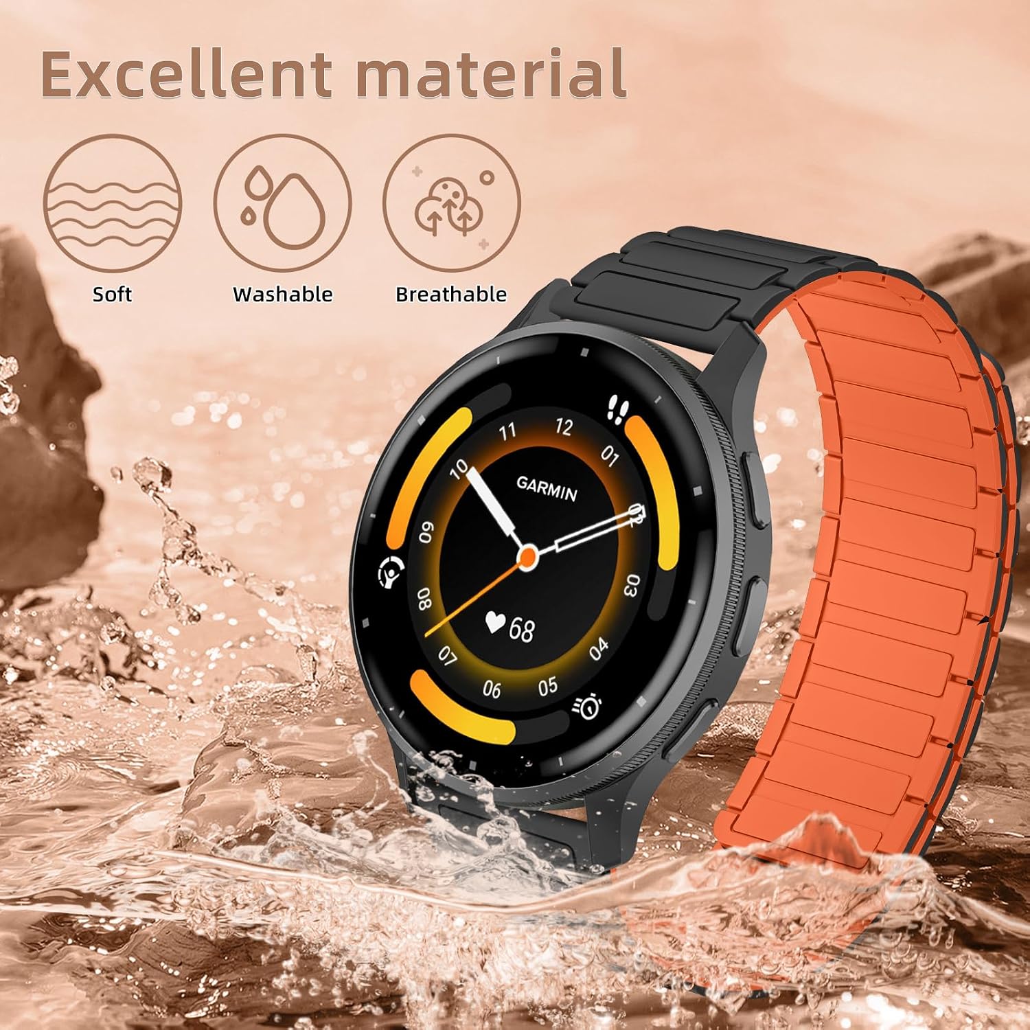 Thumbnail 4 de RosMank 22mm Silicone Watch Band with Magnetic Closure for Garmin and More
