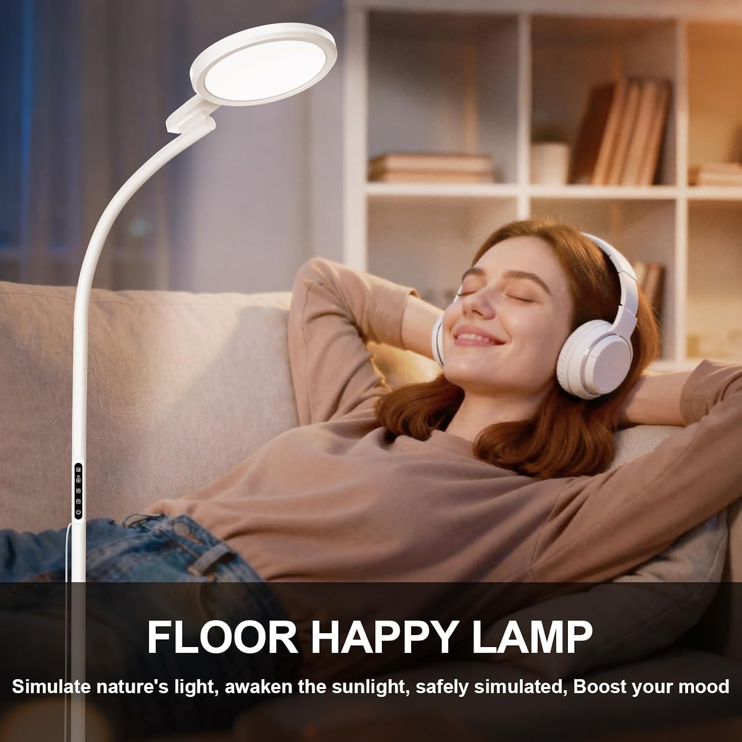 Detalle 2 de Sozapooty GLD-YP5C-G2V2 10,000-Lux UV-Free Floor Lamp with Adjustable Gooseneck