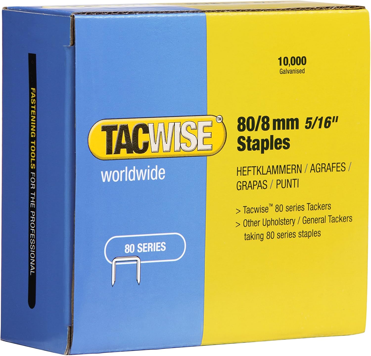Tacwise 0382 Type 80 / 8 mm galvanised upholstery staples (10,000-pack)