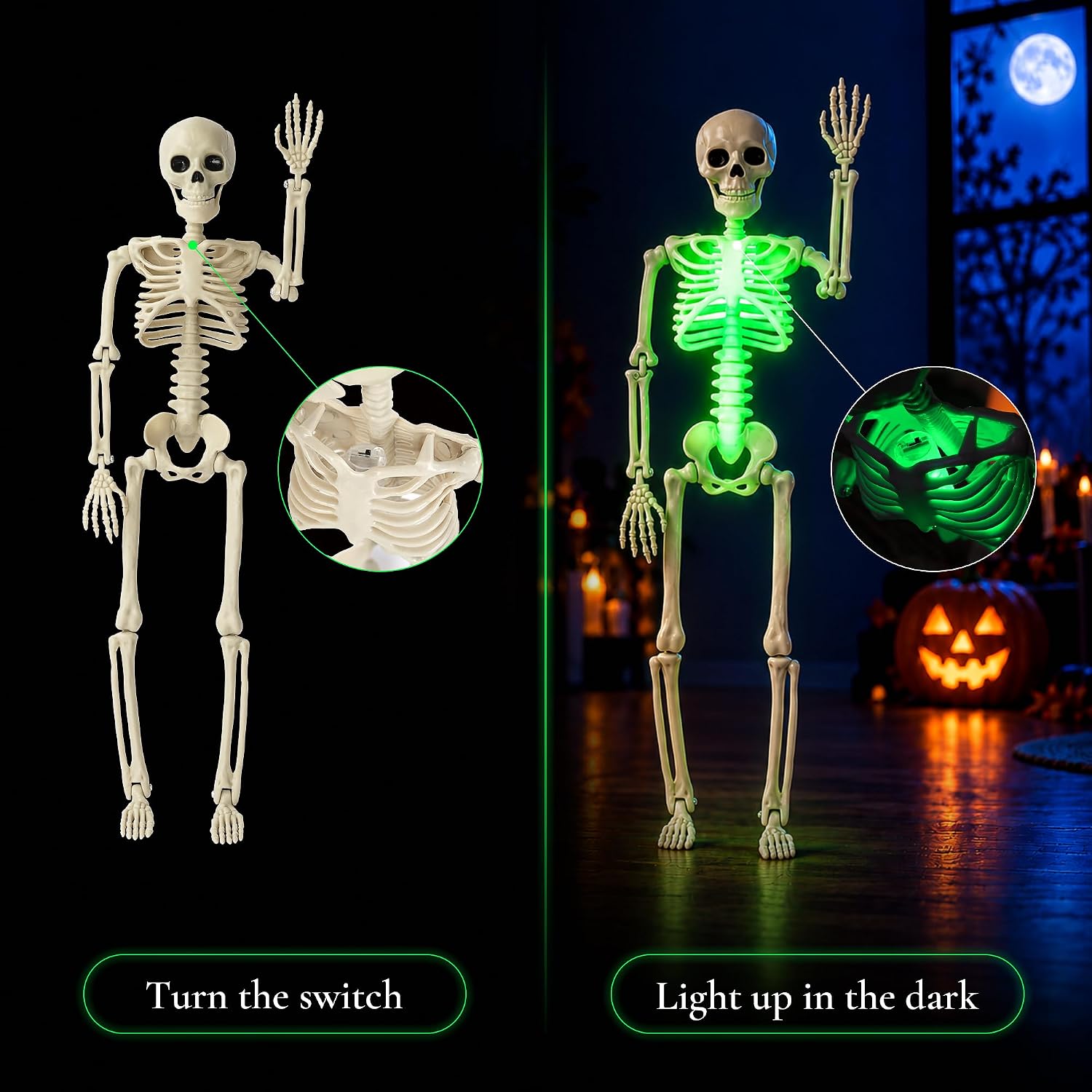 Detalle 2 de Kelool Light-Up Skeleton Decorations, 16-Inch