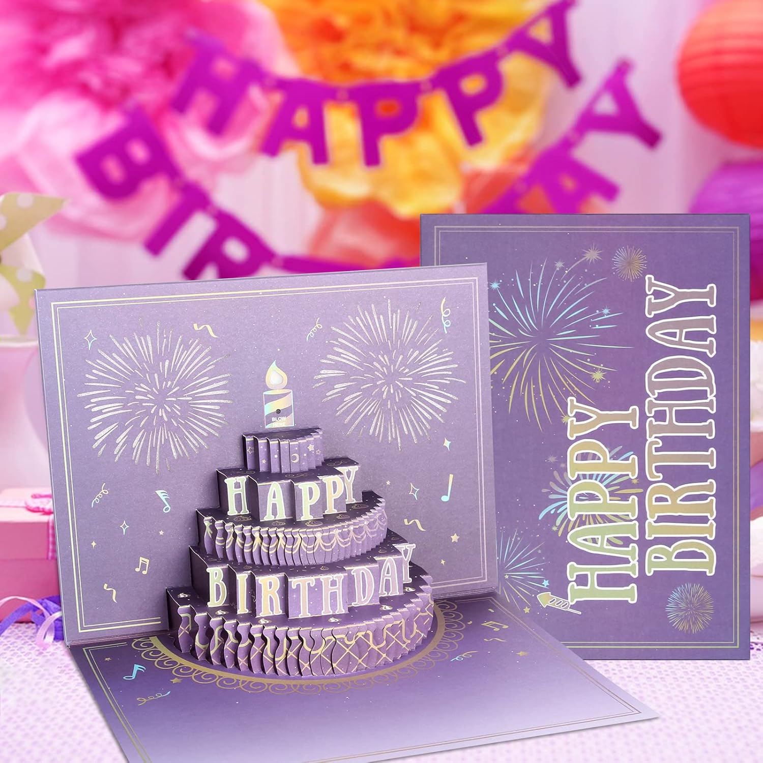 Thumbnail 4 de WUJUN 3D Pop Up Firework Musical Birthday Card 🎁
