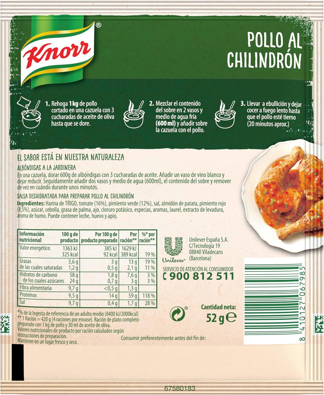 Thumbnail 2 de Knorr Salsa Pollo al Chilindrón 52g | Pack de 8 🍗