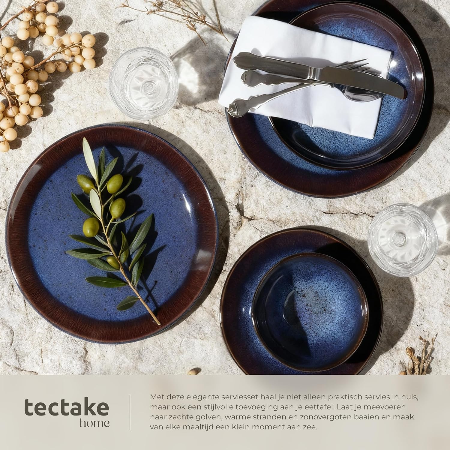 Detalle 1 de tectake Mare 406215 serviesset, 24-delig aardewerk voor 6 personen