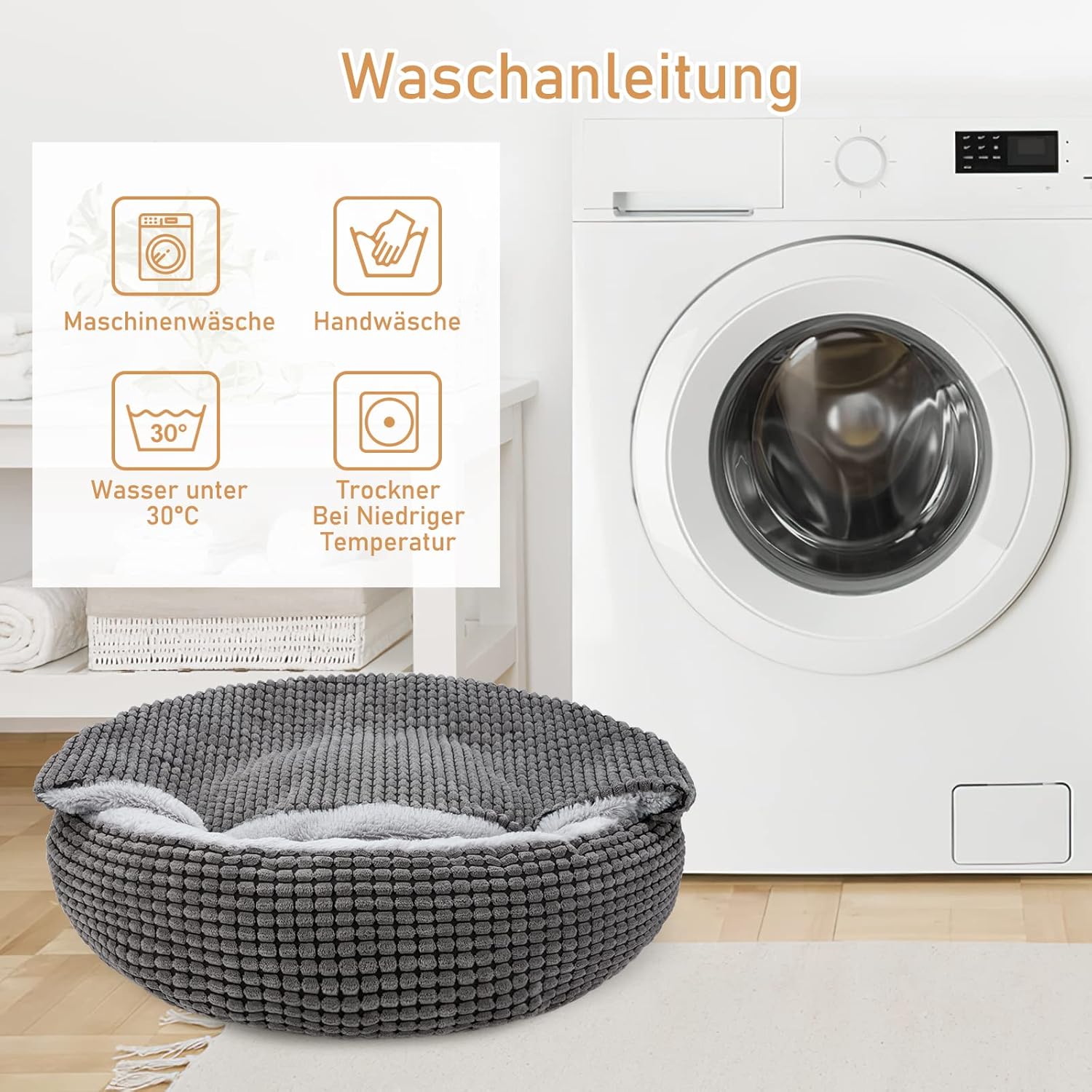 Thumbnail 5 de JoeJoy cuccia per cani di taglia media rotonda (66 x 66 x 15 cm) con coperta lavabile