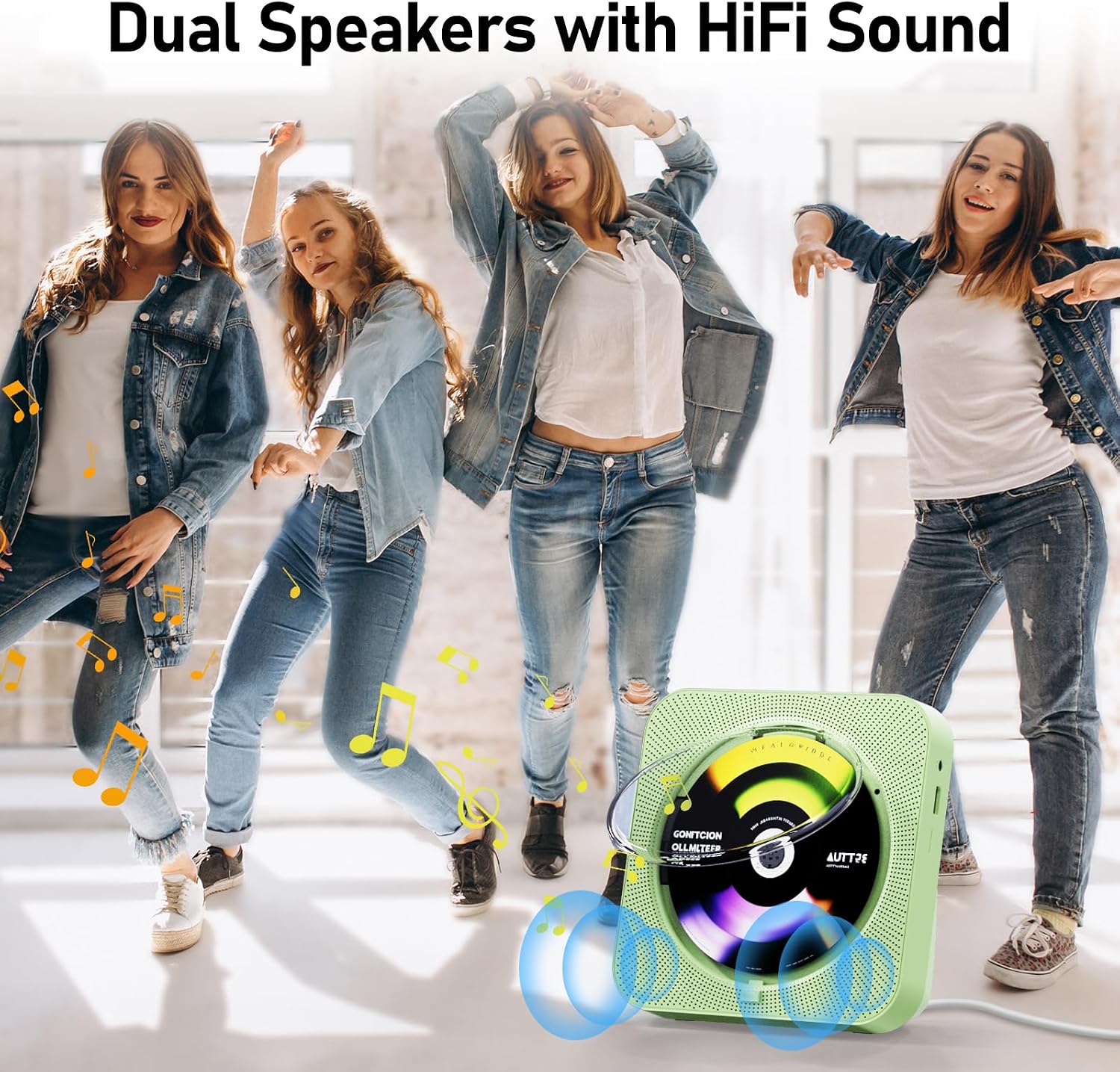 Thumbnail 1 de ZYOKATA Desktop CD Player with Bluetooth 5.1, Stereo Speakers, FM Radio, Green