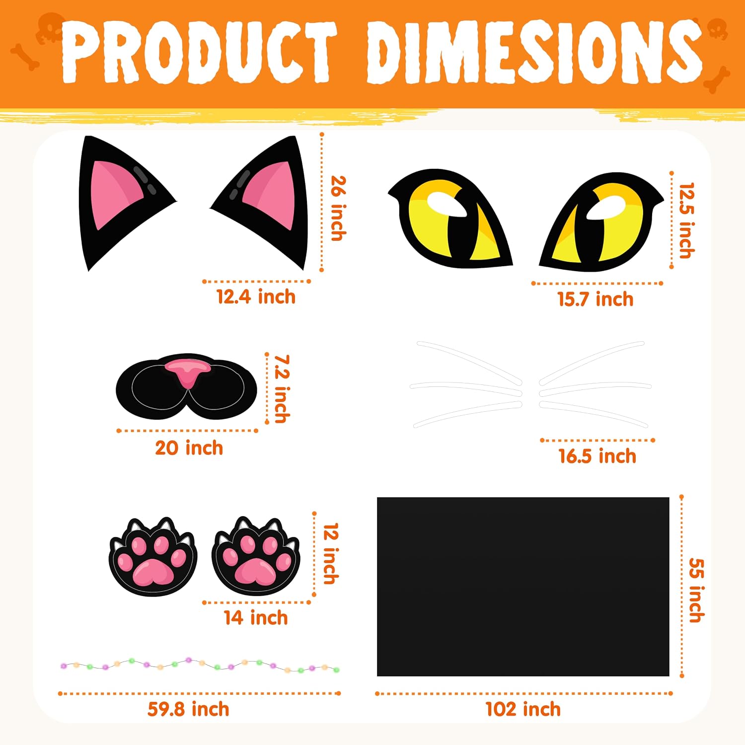 Detalle de JOYIN Black Cat Trunk-or-Treat Car Decoration Kit with Paper Stickers