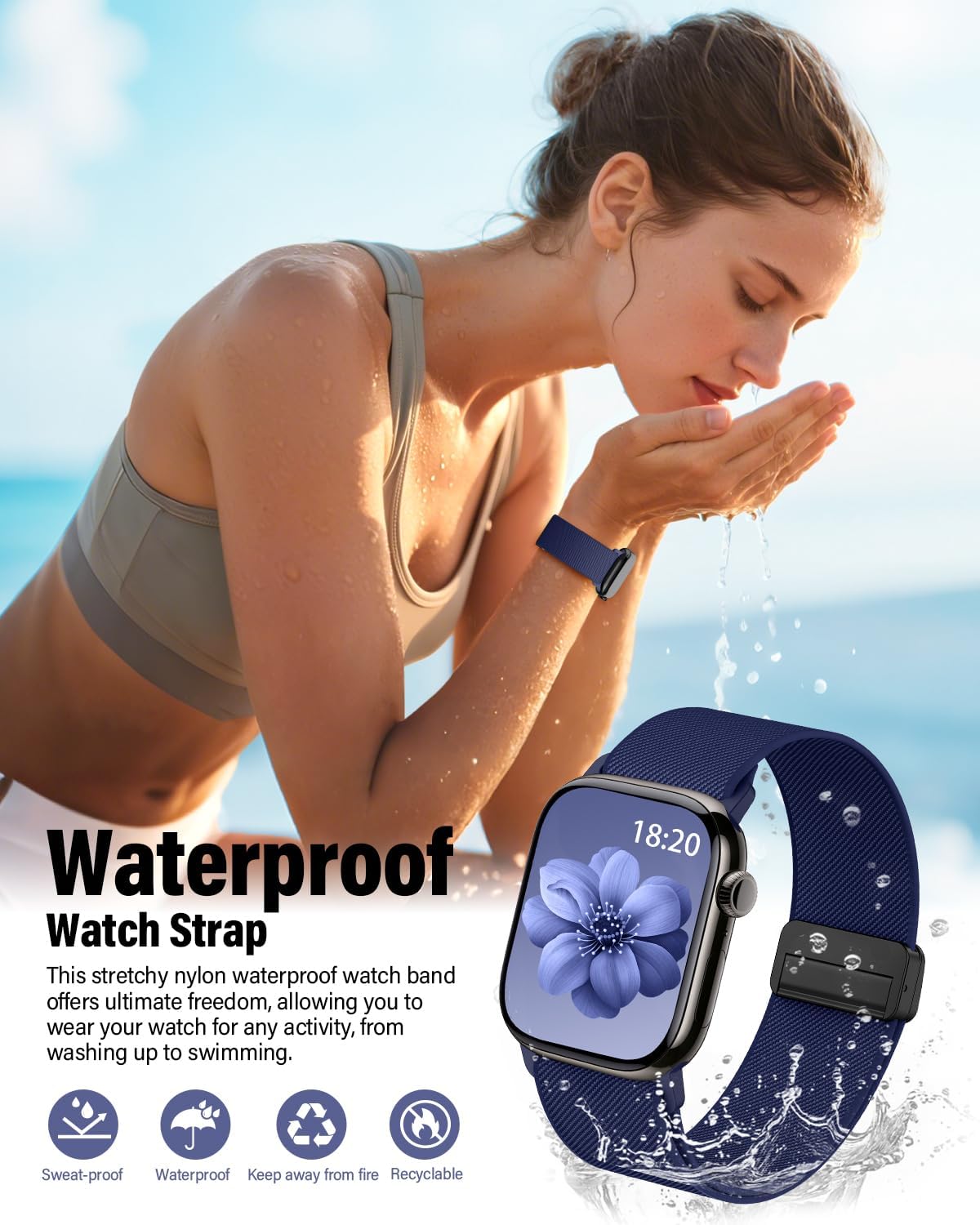 Detalle de Yoohoo Elastic Nylon Strap Apple Watch